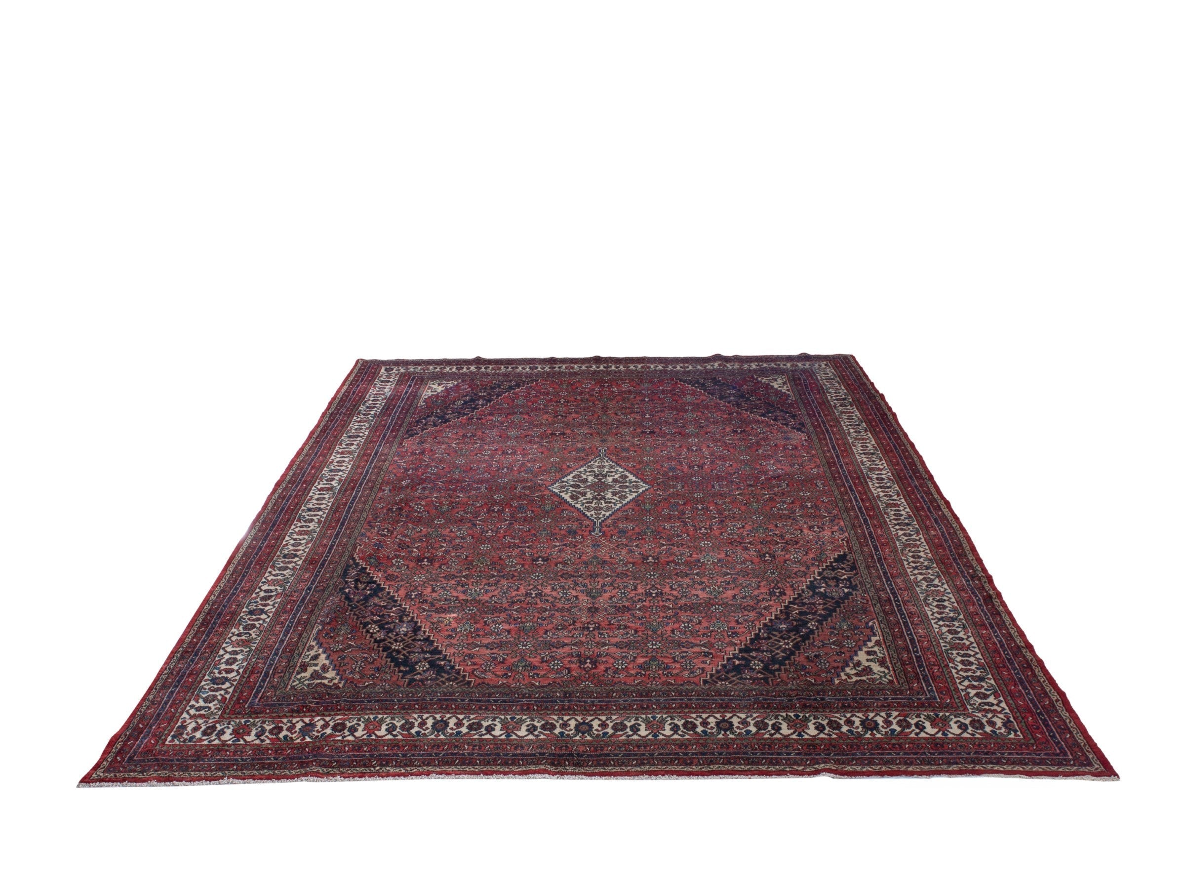 Persian Hamedan oversized rug in burgundy and deep red, view 3 of 25