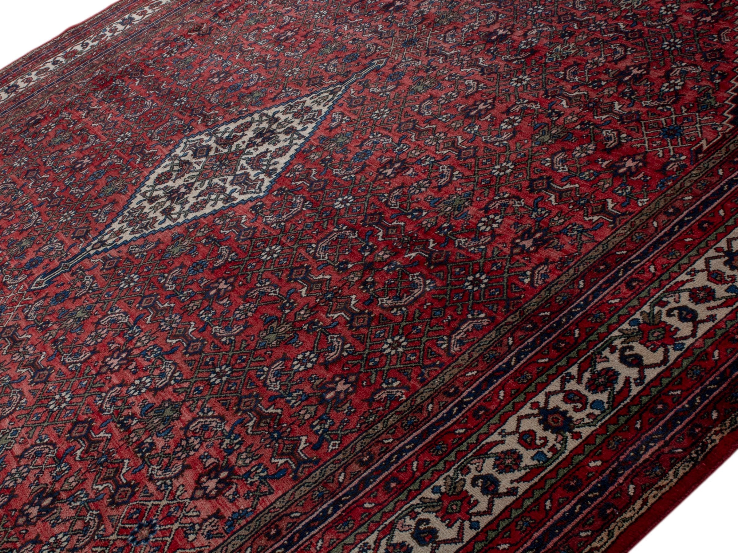 Persian Hamedan oversized rug in burgundy and deep red, view 4 of 25