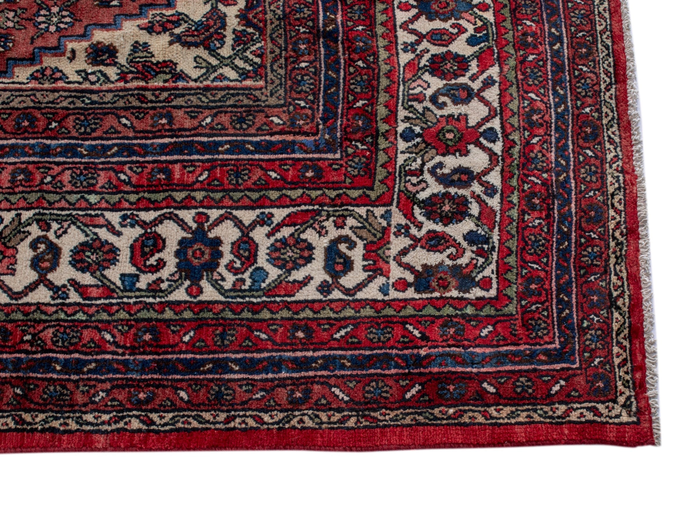 Persian Hamedan oversized rug in burgundy and deep red, view 10 of 25