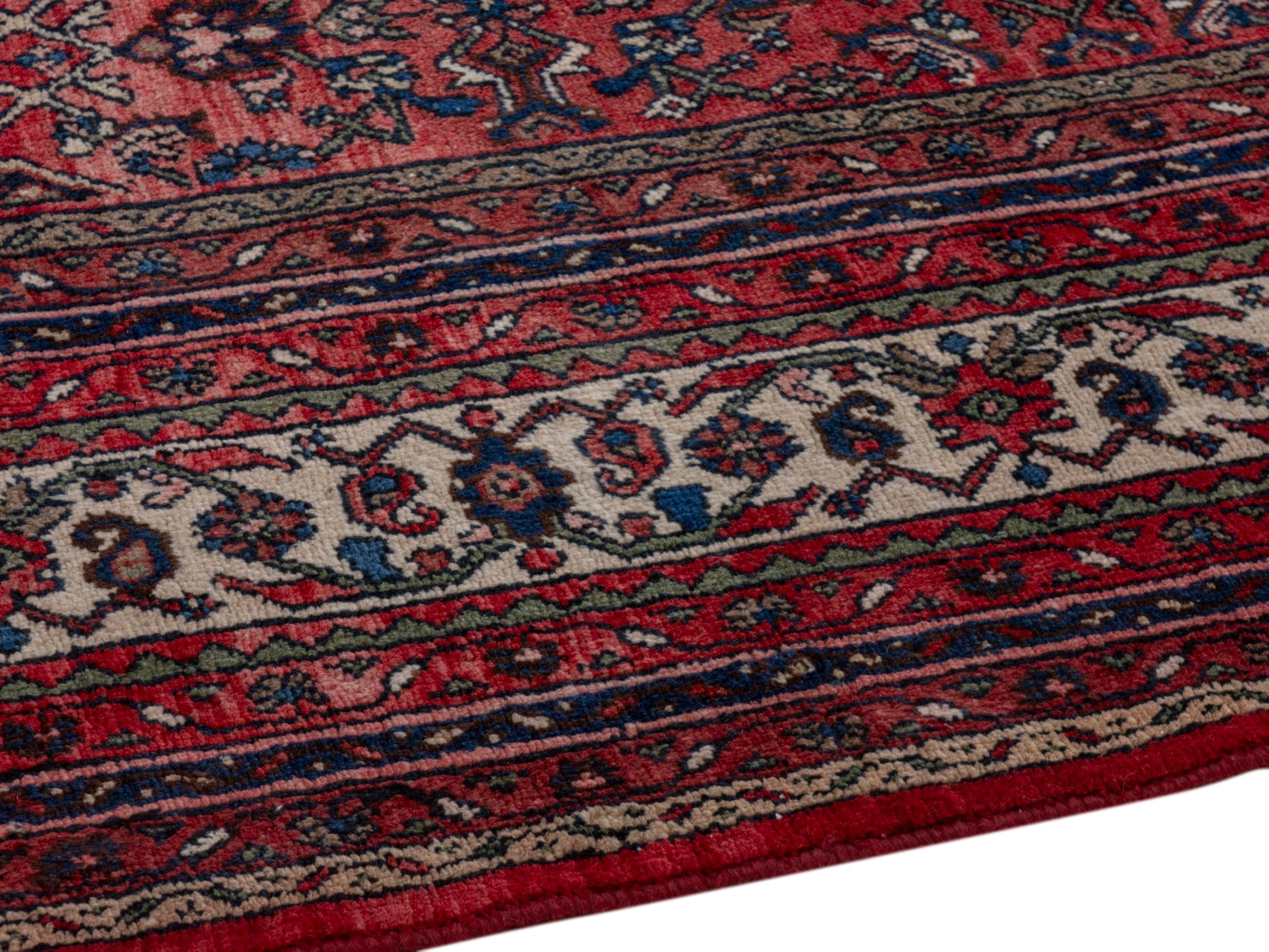 Persian Hamedan oversized rug in burgundy and deep red, view 6 of 25