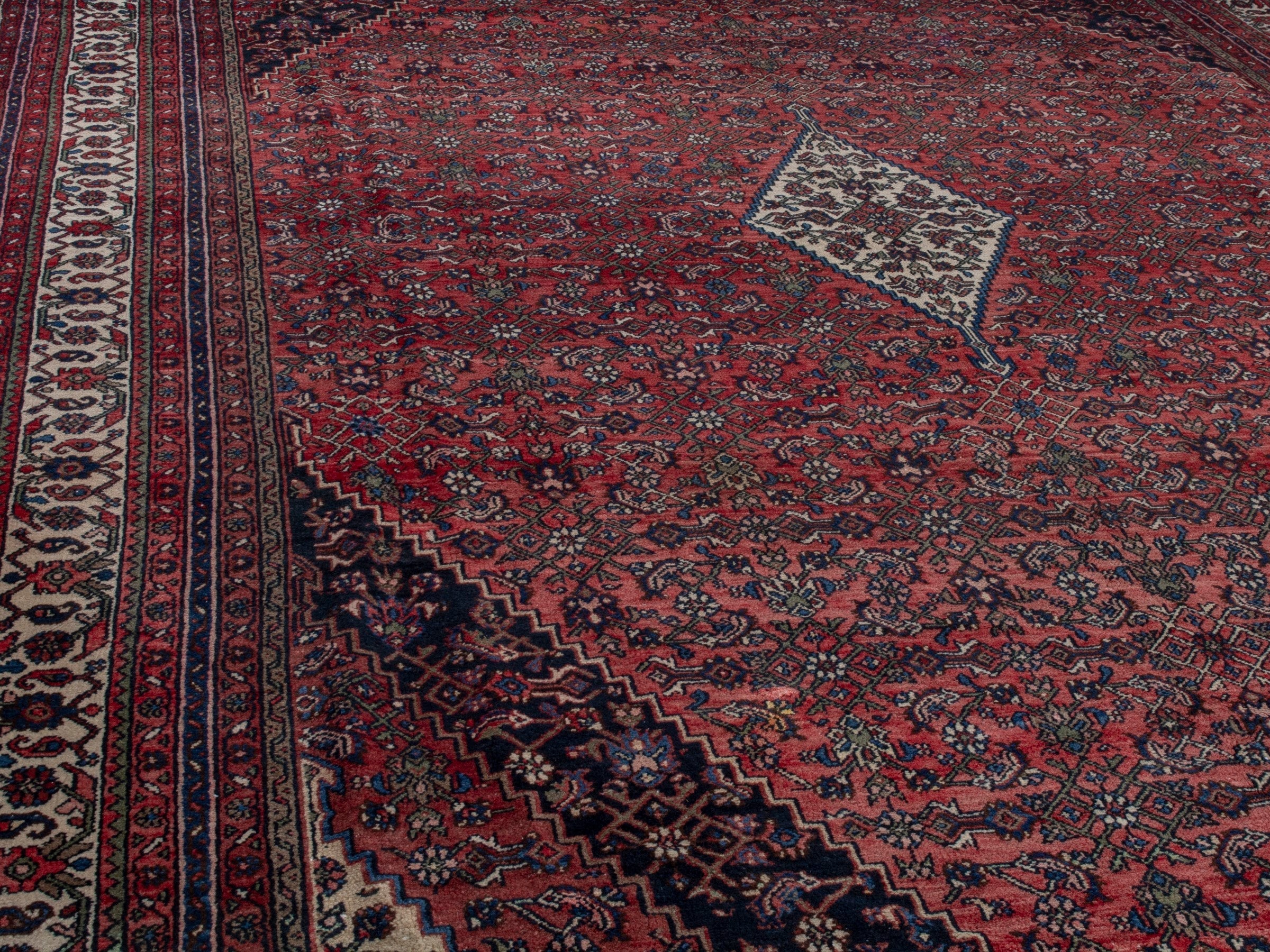 Persian Hamedan oversized rug in burgundy and deep red, view 7 of 25
