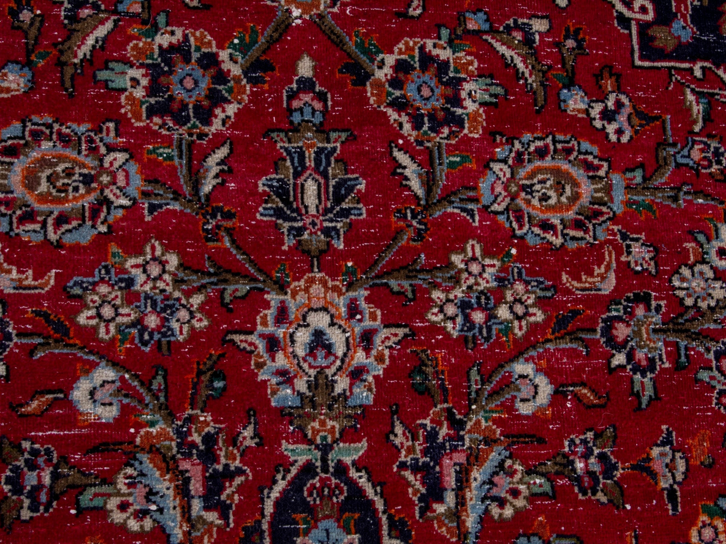 Persian Kashan oversized rug in deep red and dark brown, view 11 of 19