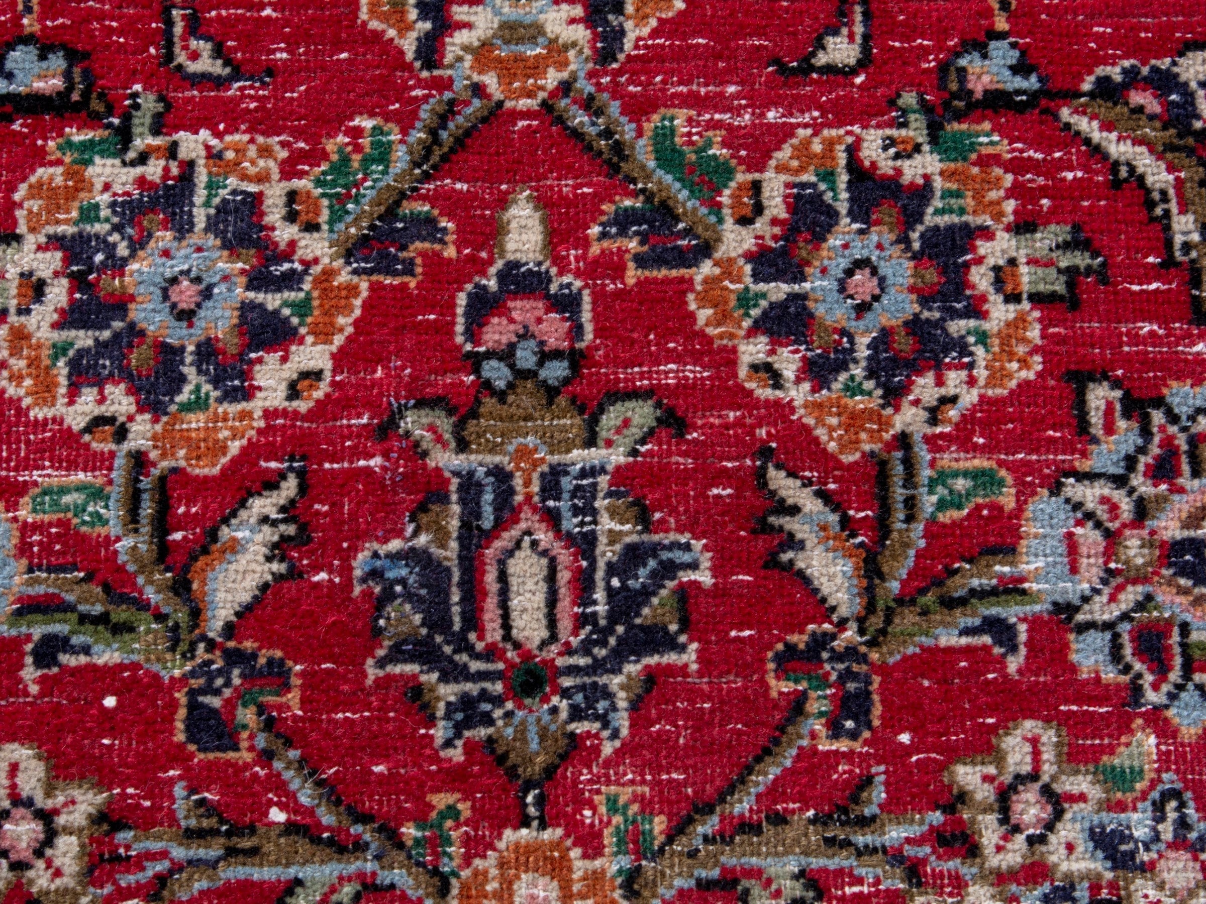 Persian Kashan oversized rug in deep red and dark brown, view 14 of 19