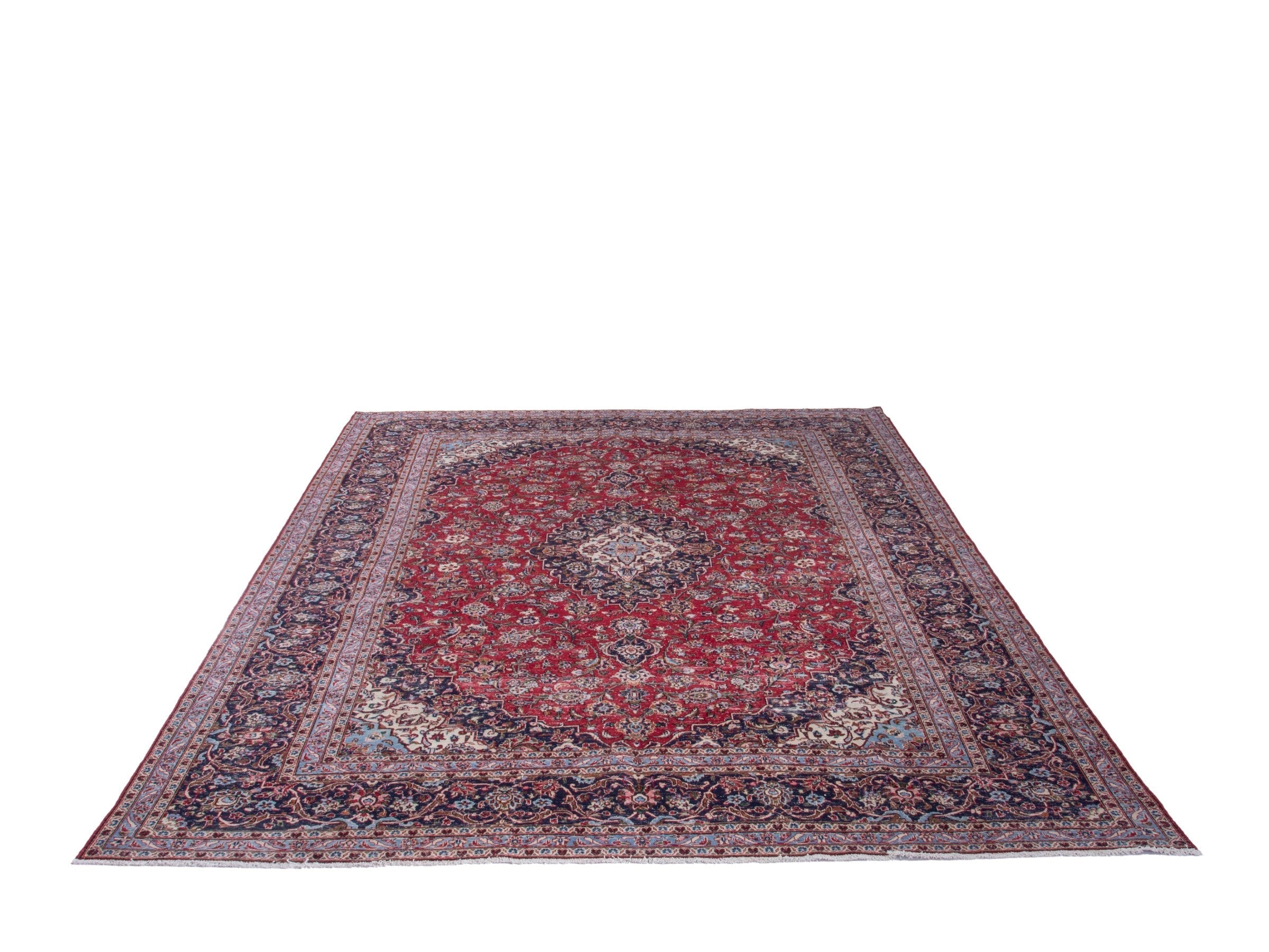 Persian Kashan oversized rug in deep red and dark brown, view 2 of 19