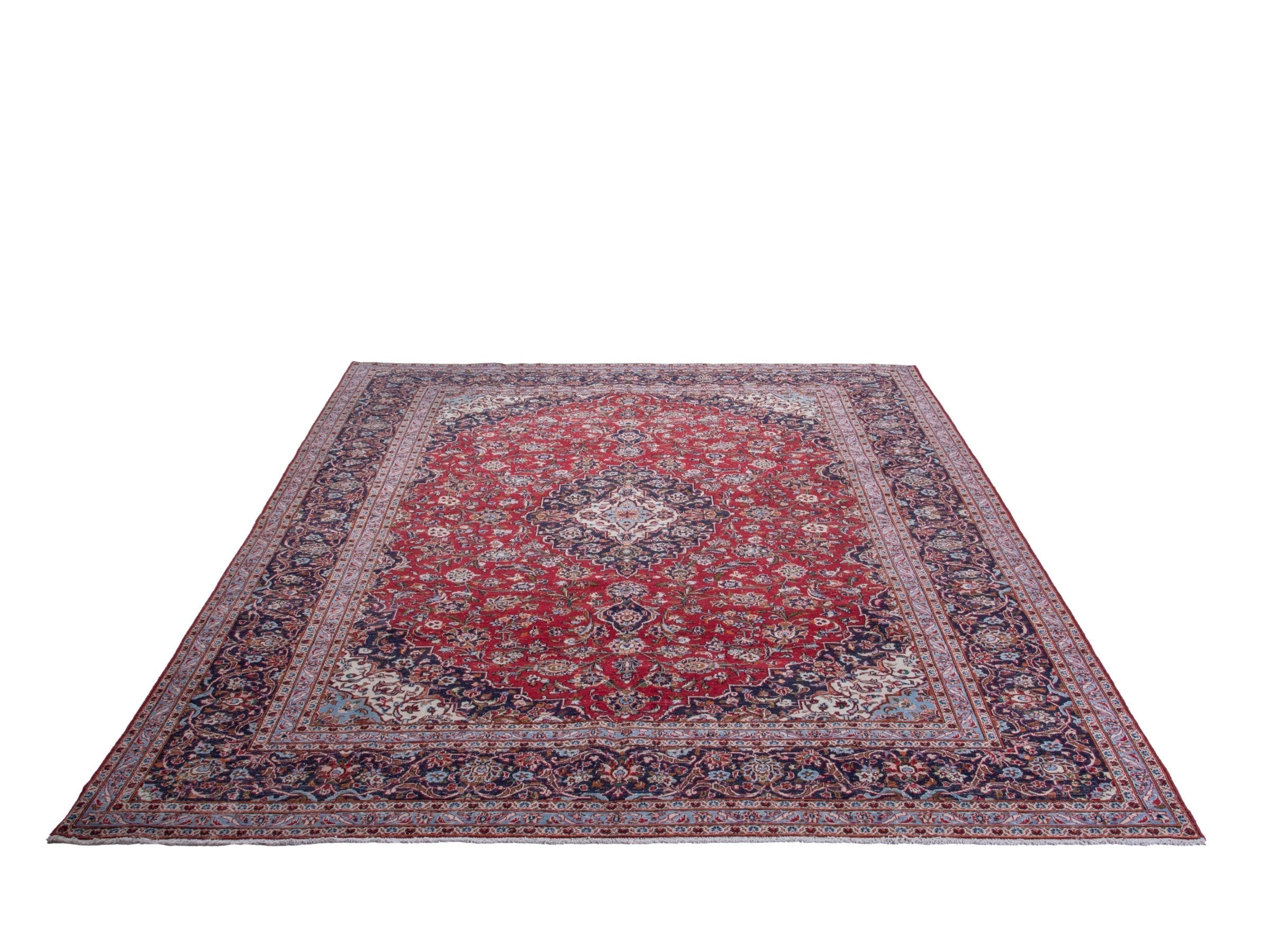 Persian Kashan oversized rug in deep red and dark brown, view 3 of 19