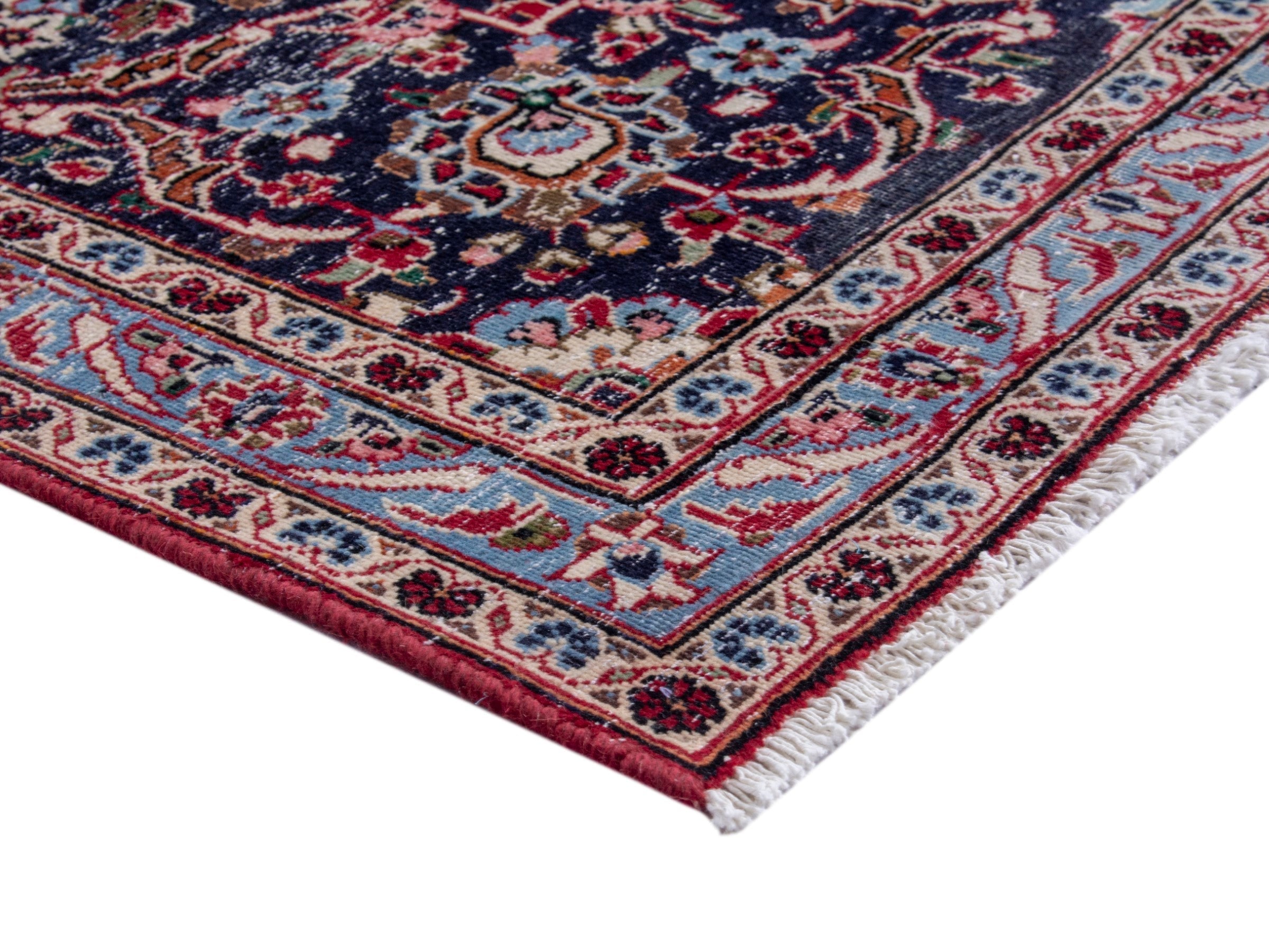 Persian Kashan oversized rug in deep red and dark brown, view 5 of 19