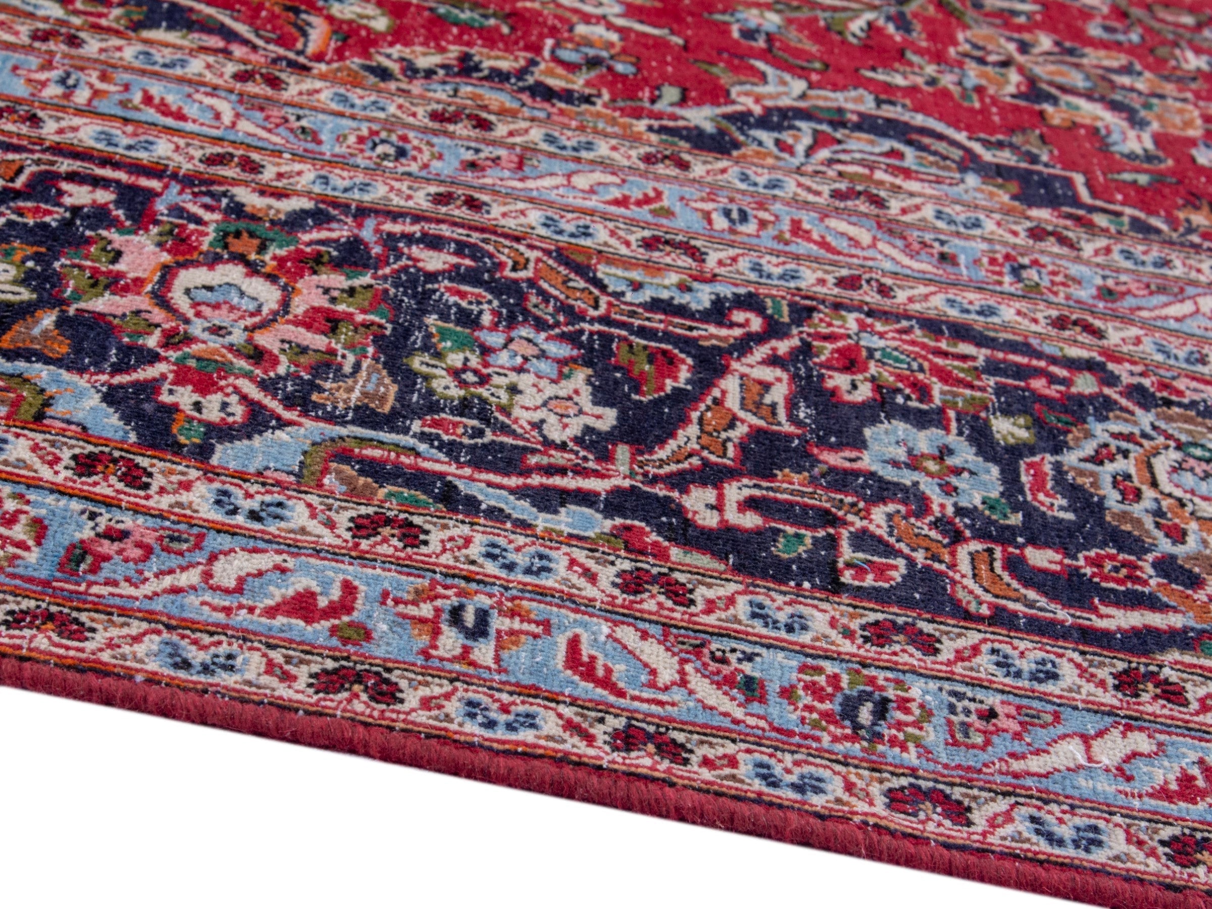 Persian Kashan oversized rug in deep red and dark brown, view 6 of 19