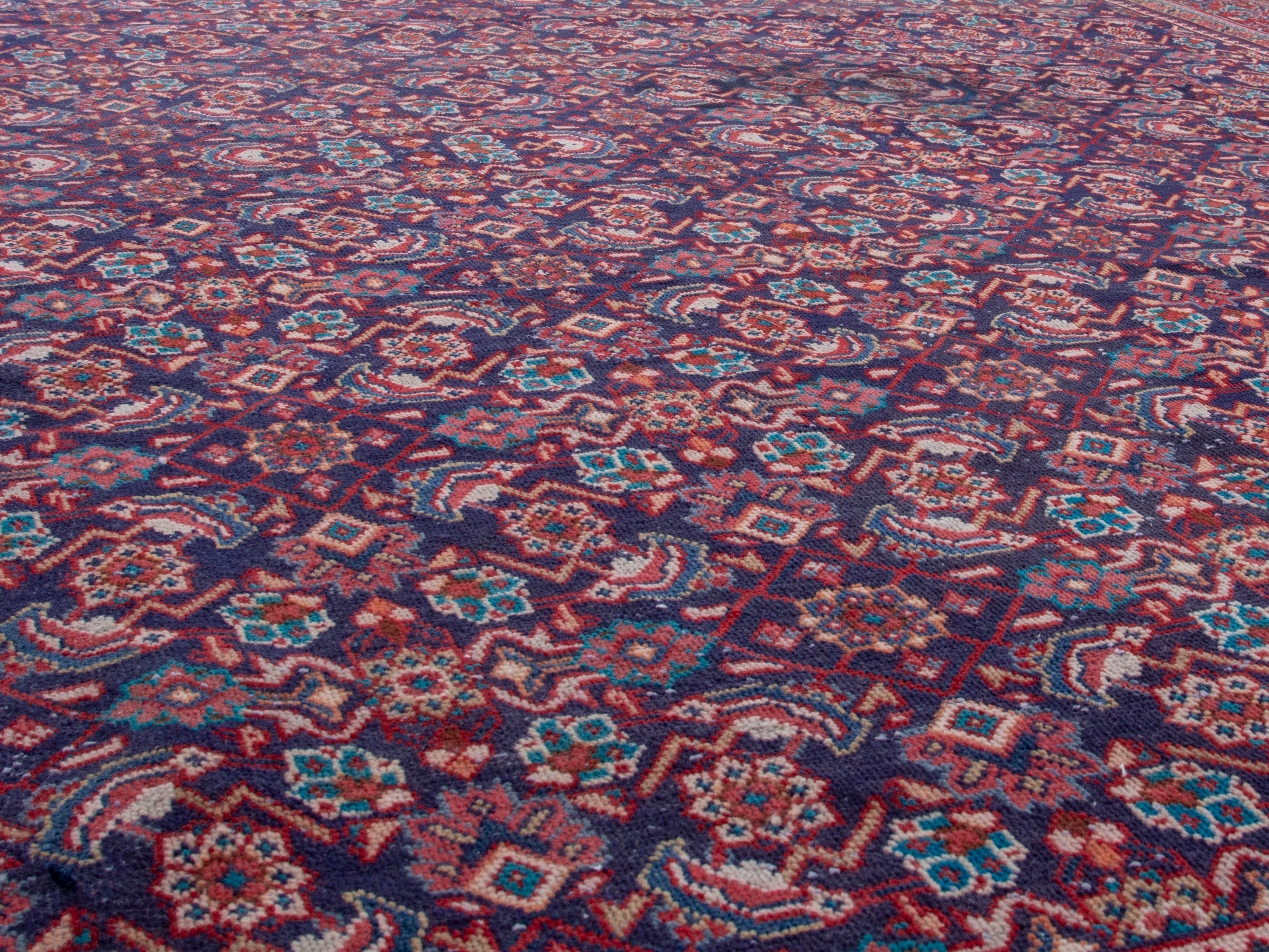 Persian Mahal oversized rug in deep indigo and faded red, view 8 of 18