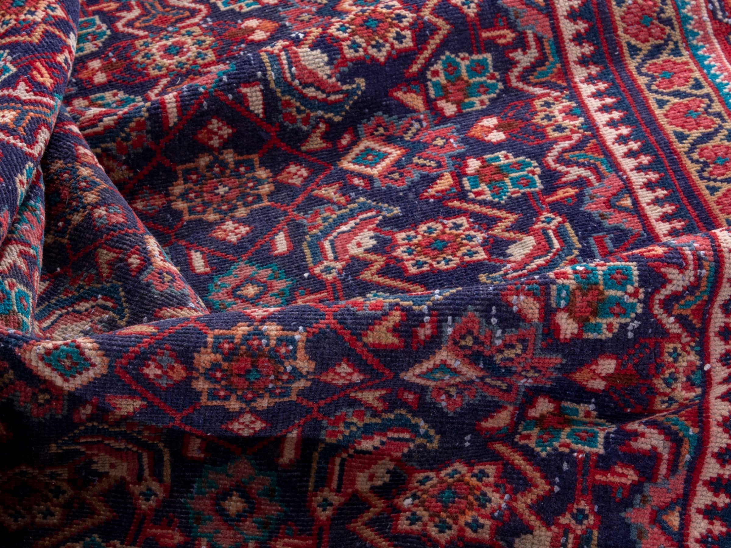 Persian Mahal oversized rug in deep indigo and faded red, view 15 of 18