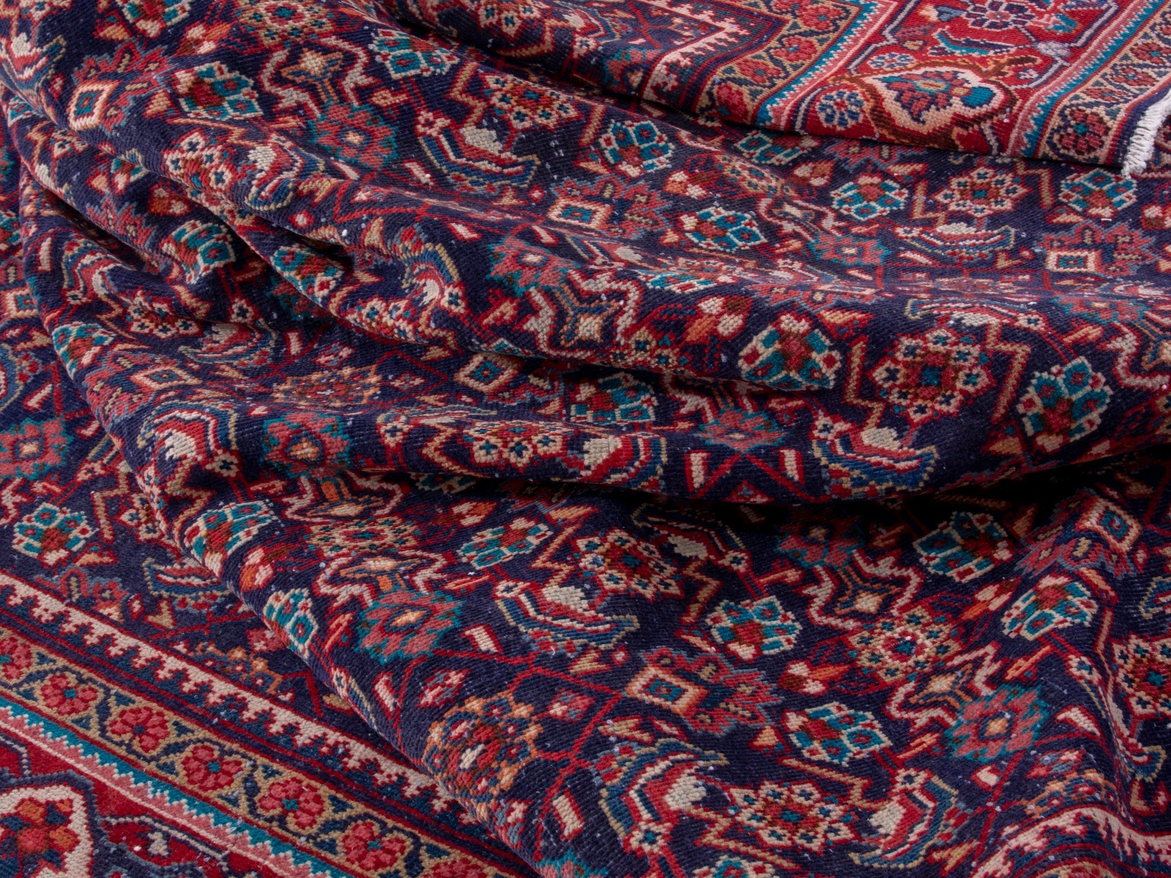 Persian Mahal oversized rug in deep indigo and faded red, view 17 of 18