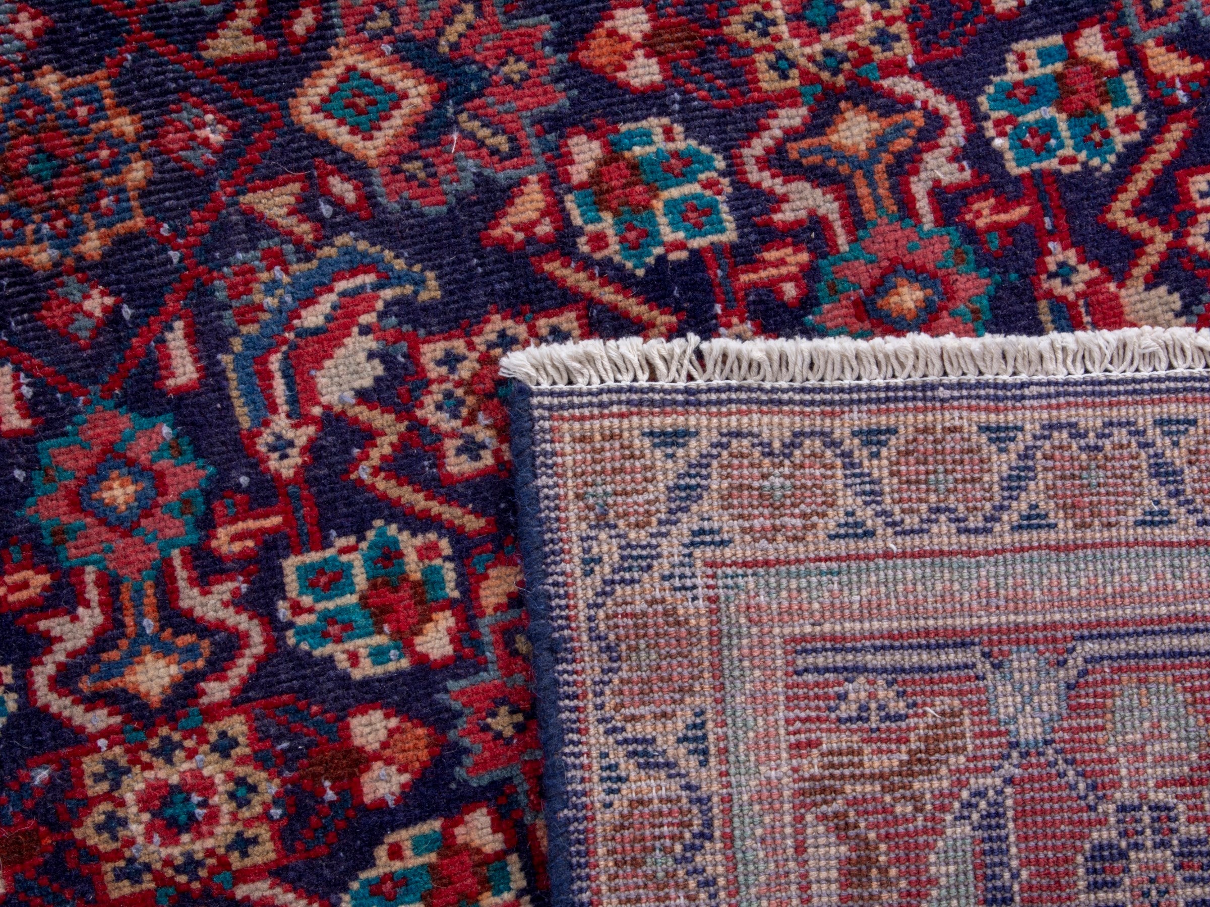 Persian Mahal oversized rug in deep indigo and faded red, view 18 of 18