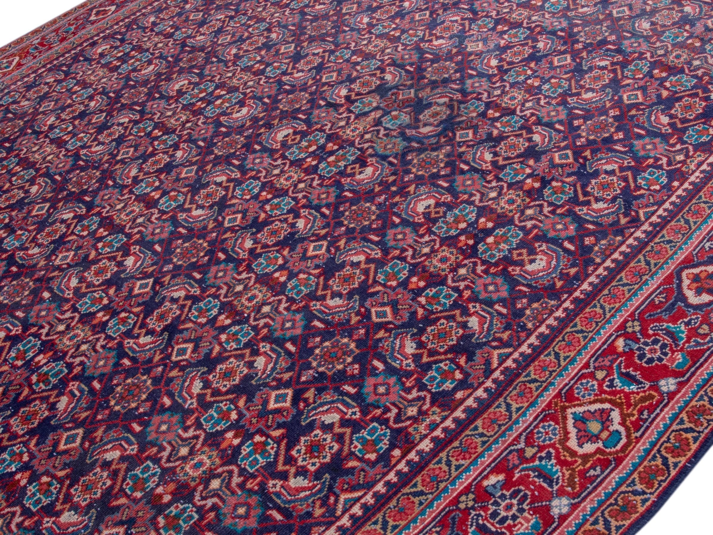 Persian Mahal oversized rug in deep indigo and faded red, view 4 of 18