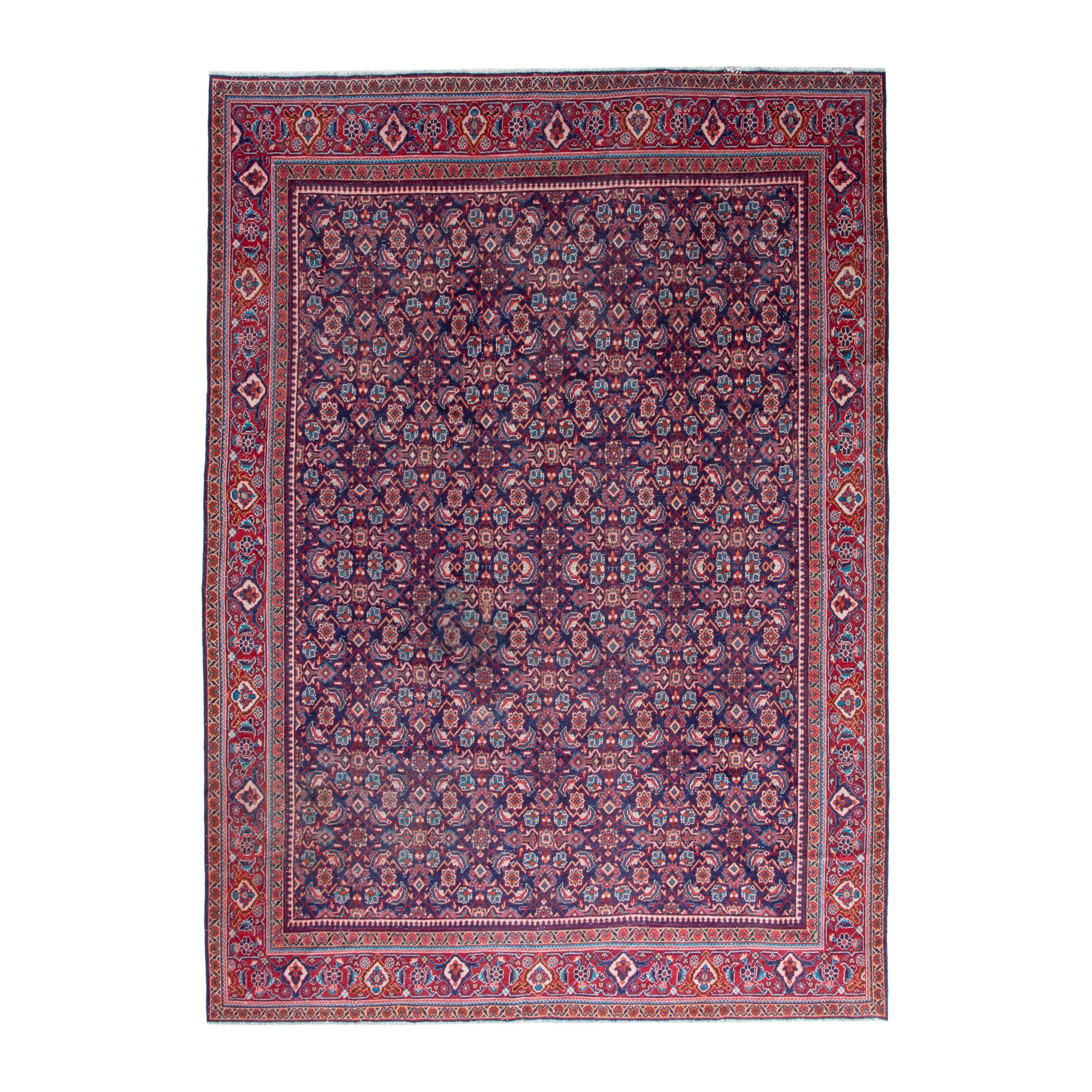 Persian Mahal oversized rug in deep indigo and faded red, 9'7" x 12'8"