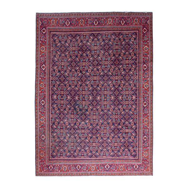 Persian Mahal oversized rug in deep indigo and faded red, 9'7" x 12'8"