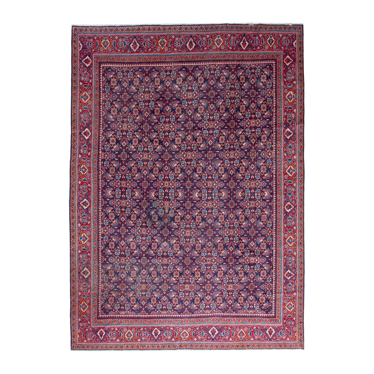 Persian Mahal oversized rug in deep indigo and faded red, 9'7" x 12'8"