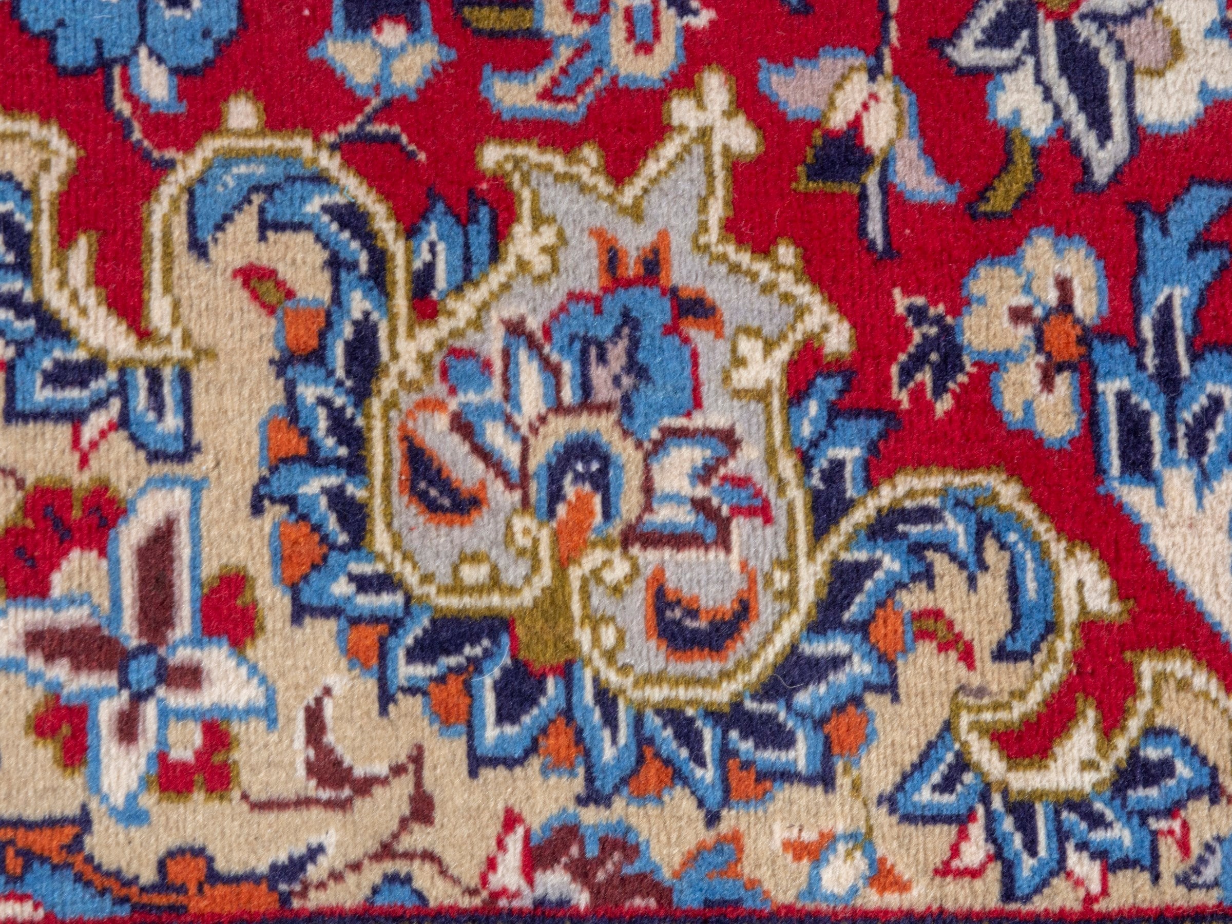 Persian Najafabad oversized rug in deep red and denim, view 12 of 23