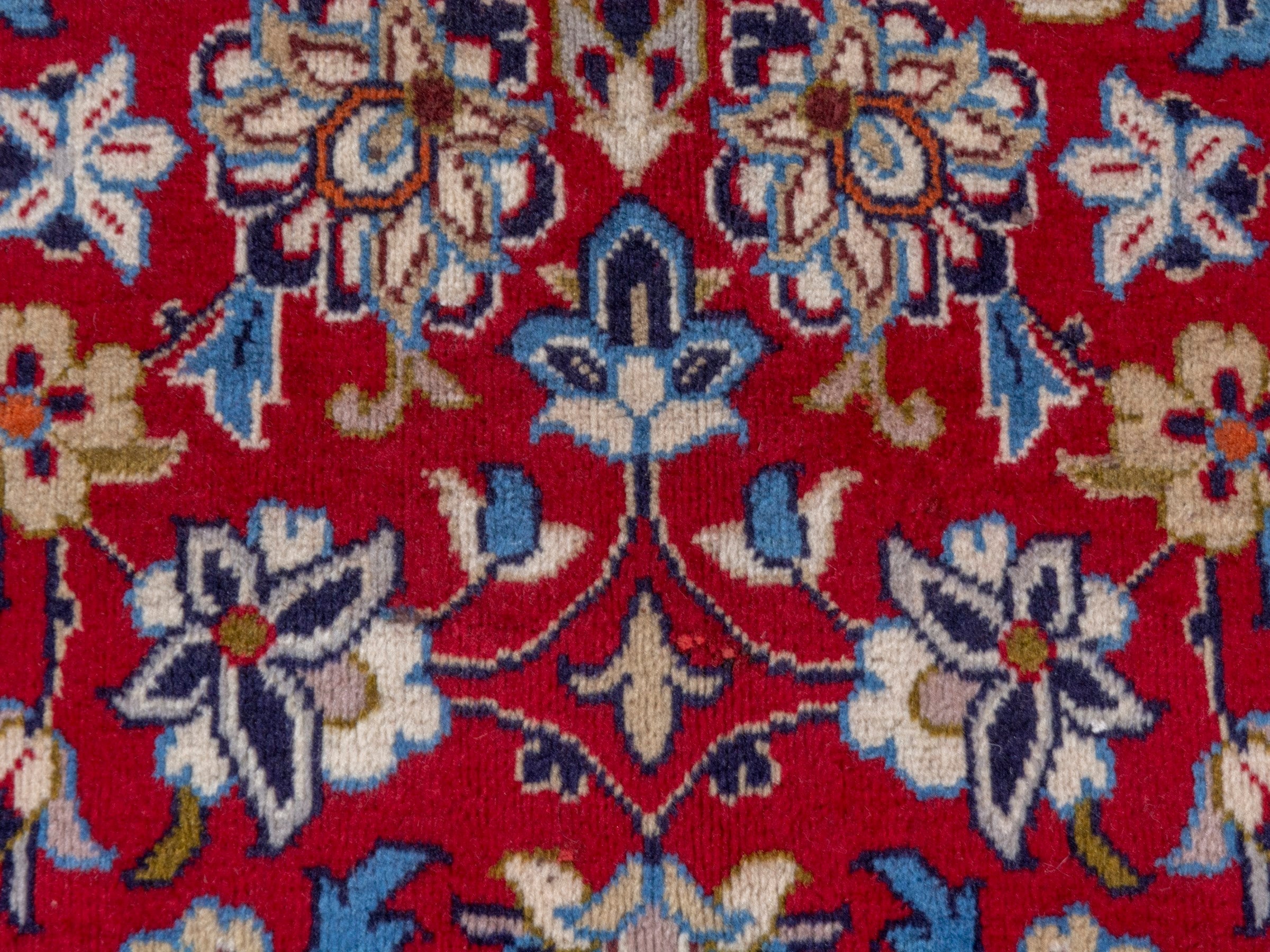Persian Najafabad oversized rug in deep red and denim, view 13 of 23
