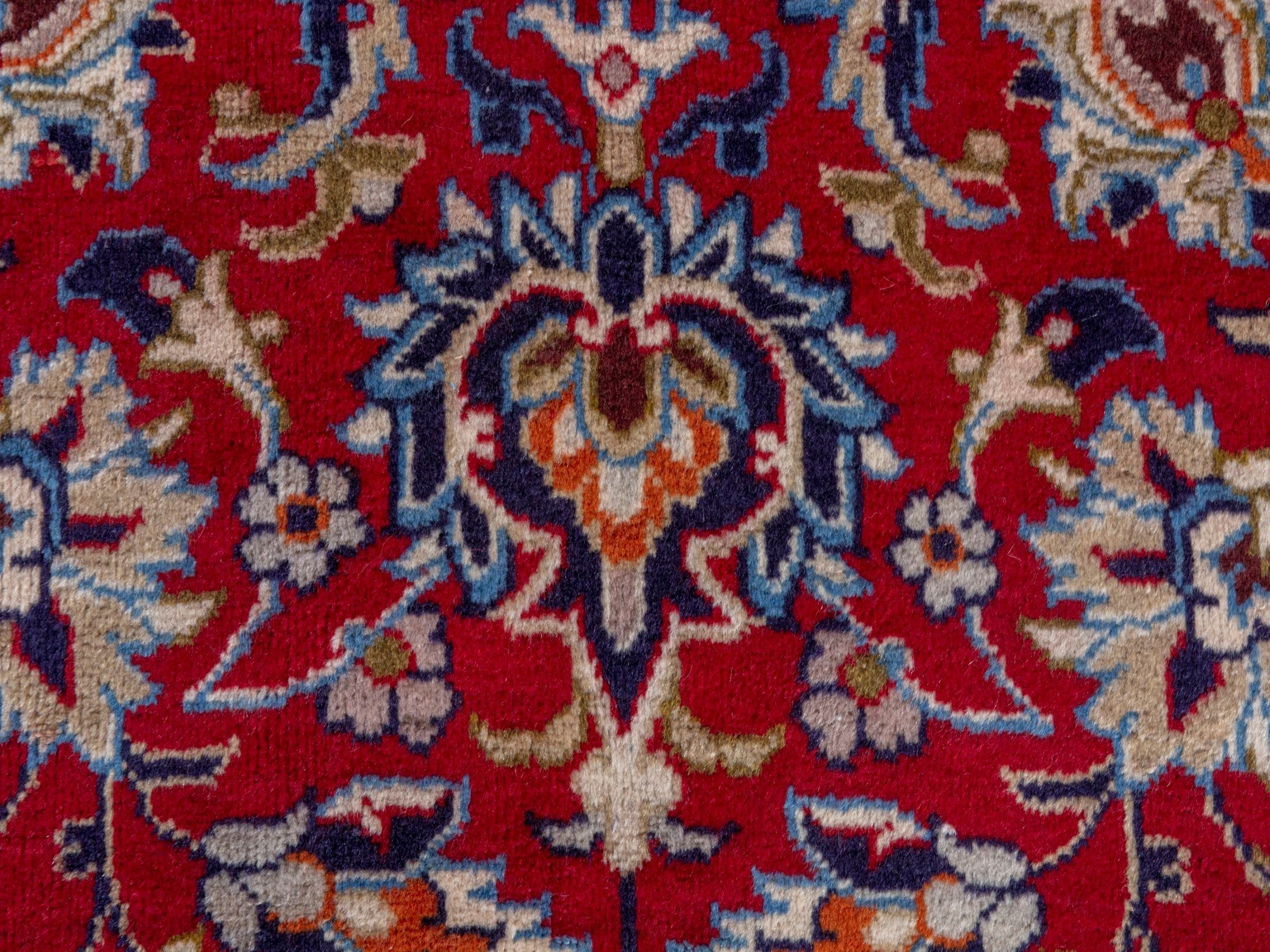 Persian Najafabad oversized rug in deep red and denim, view 14 of 23