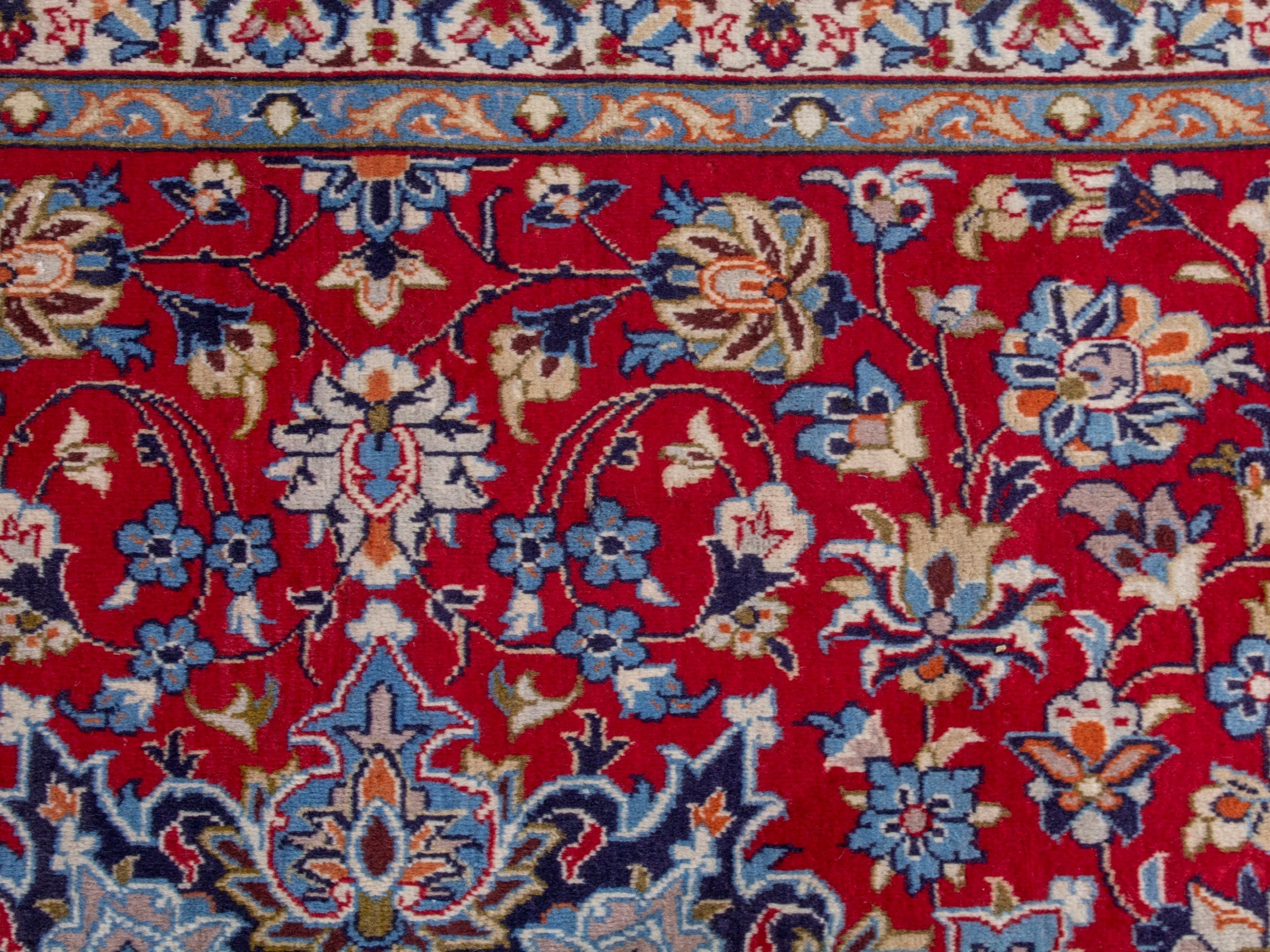 Persian Najafabad oversized rug in deep red and denim, view 16 of 23