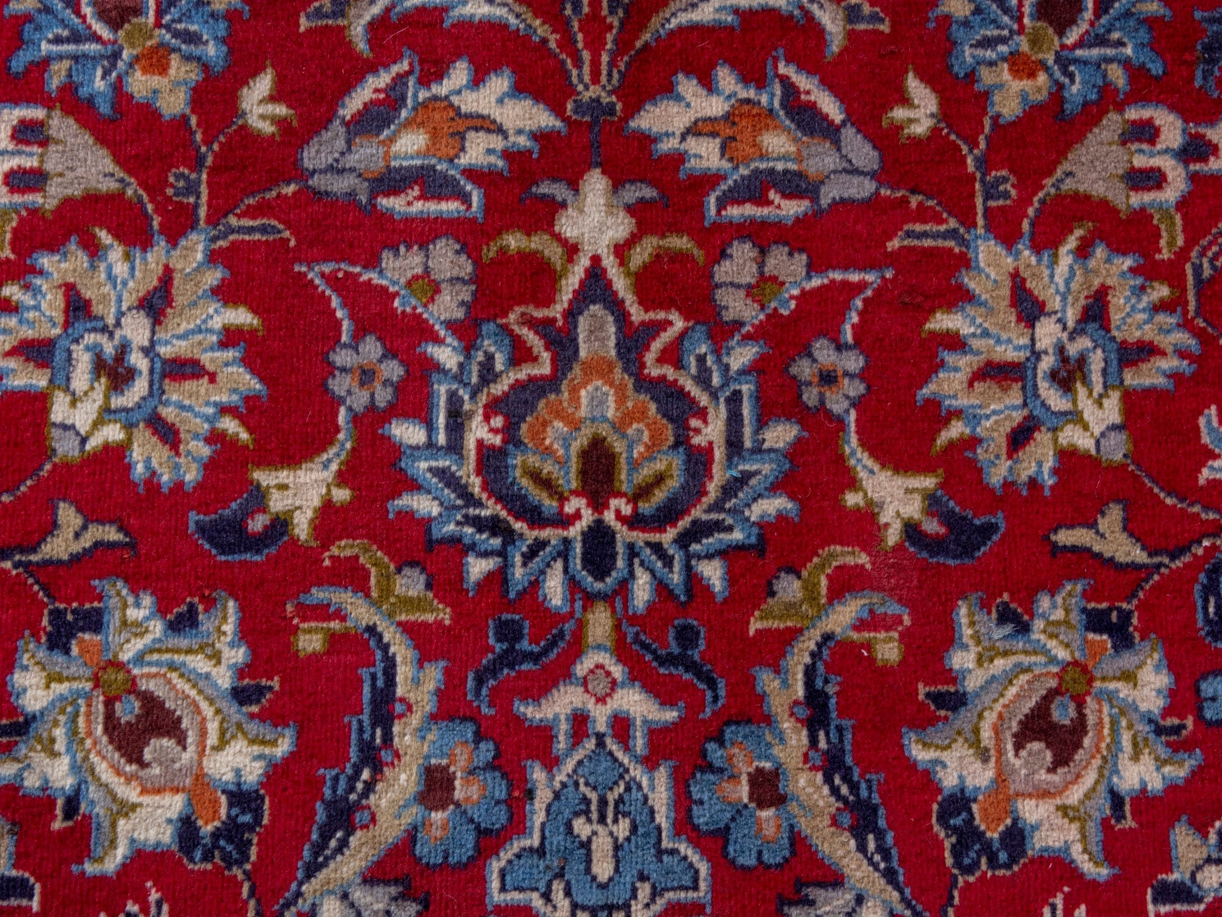 Persian Najafabad oversized rug in deep red and denim, view 17 of 23