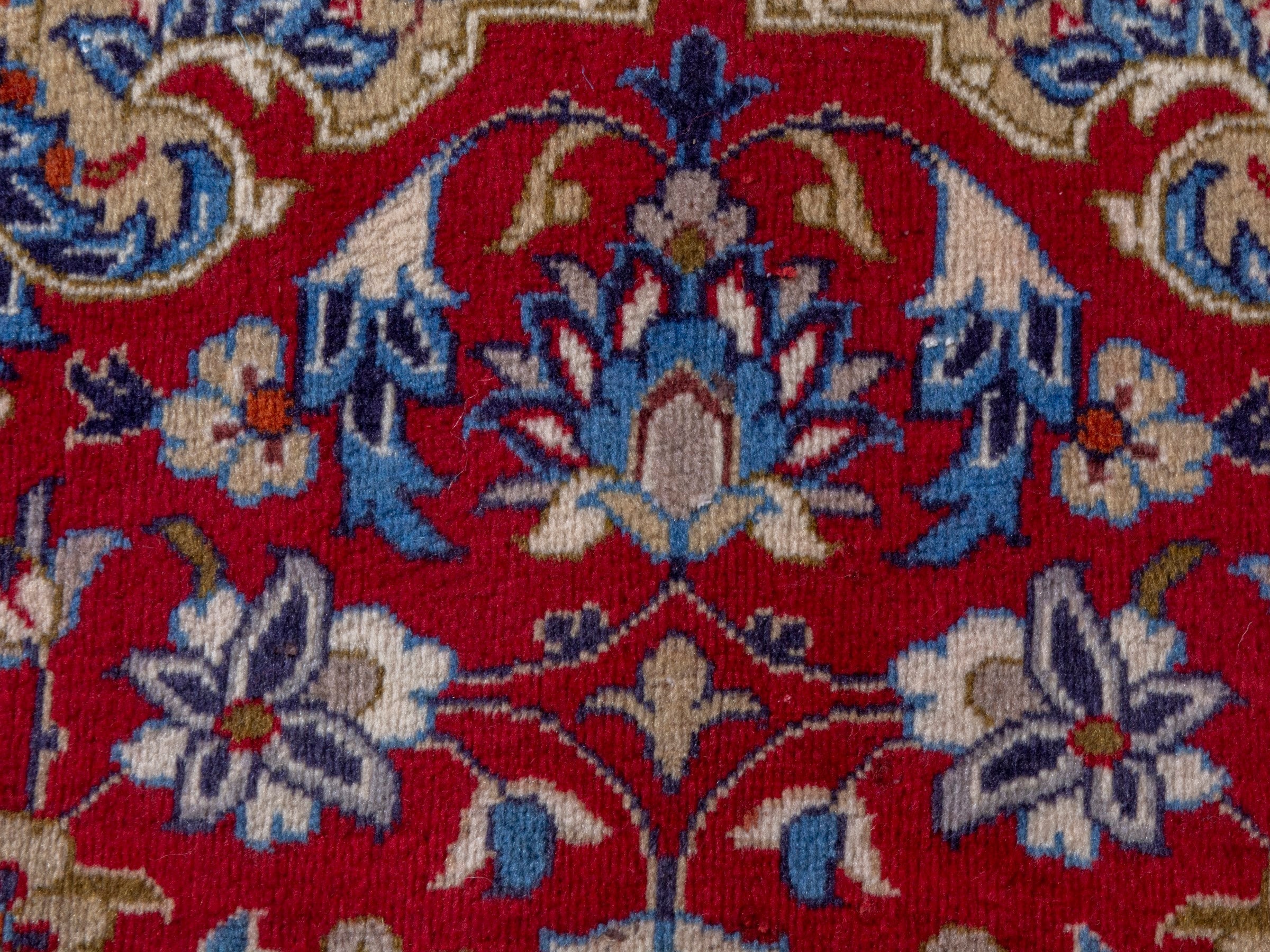 Persian Najafabad oversized rug in deep red and denim, view 18 of 23