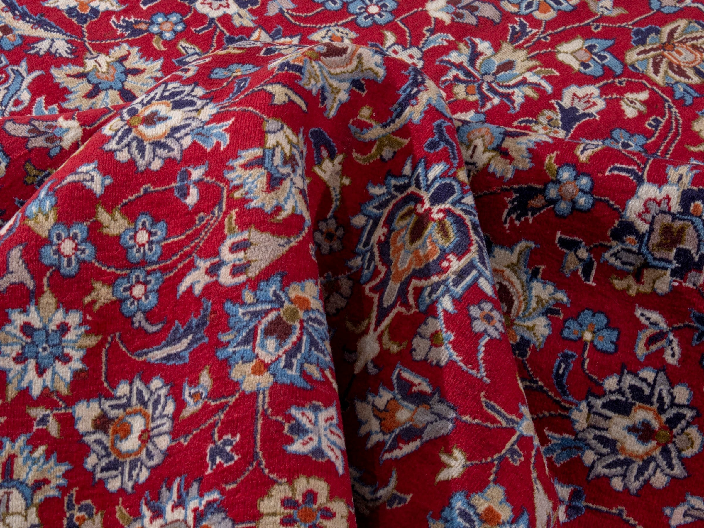 Persian Najafabad oversized rug in deep red and denim, view 19 of 23