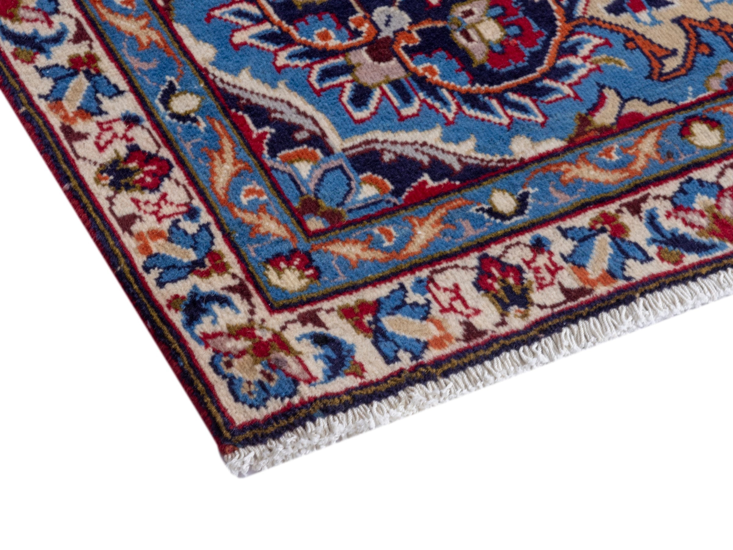 Persian Najafabad oversized rug in deep red and denim, view 5 of 23