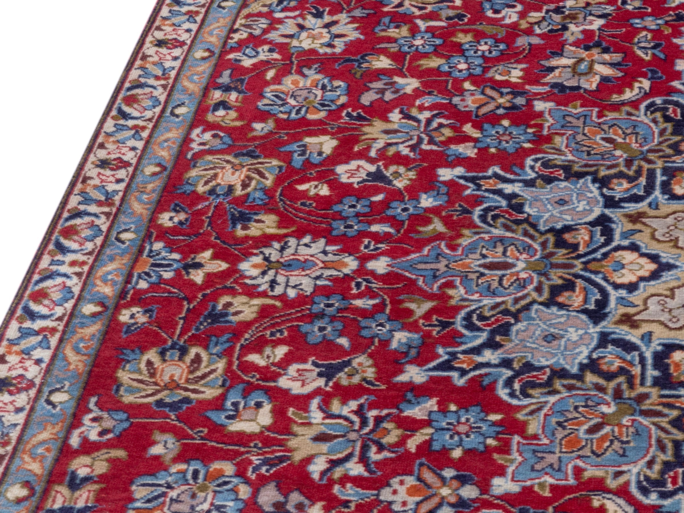 Persian Najafabad oversized rug in deep red and denim, view 9 of 23