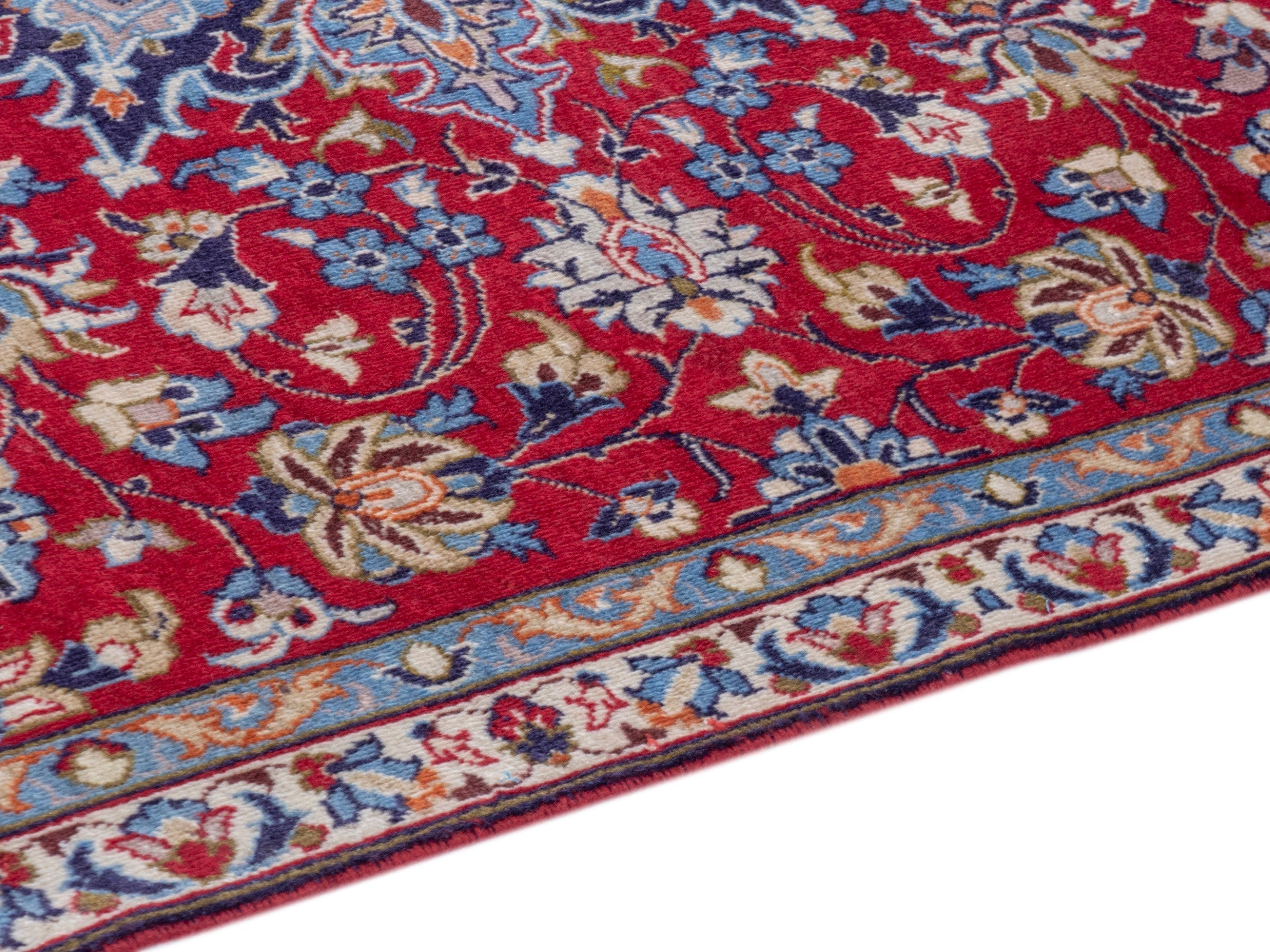 Persian Najafabad oversized rug in deep red and denim, view 6 of 23