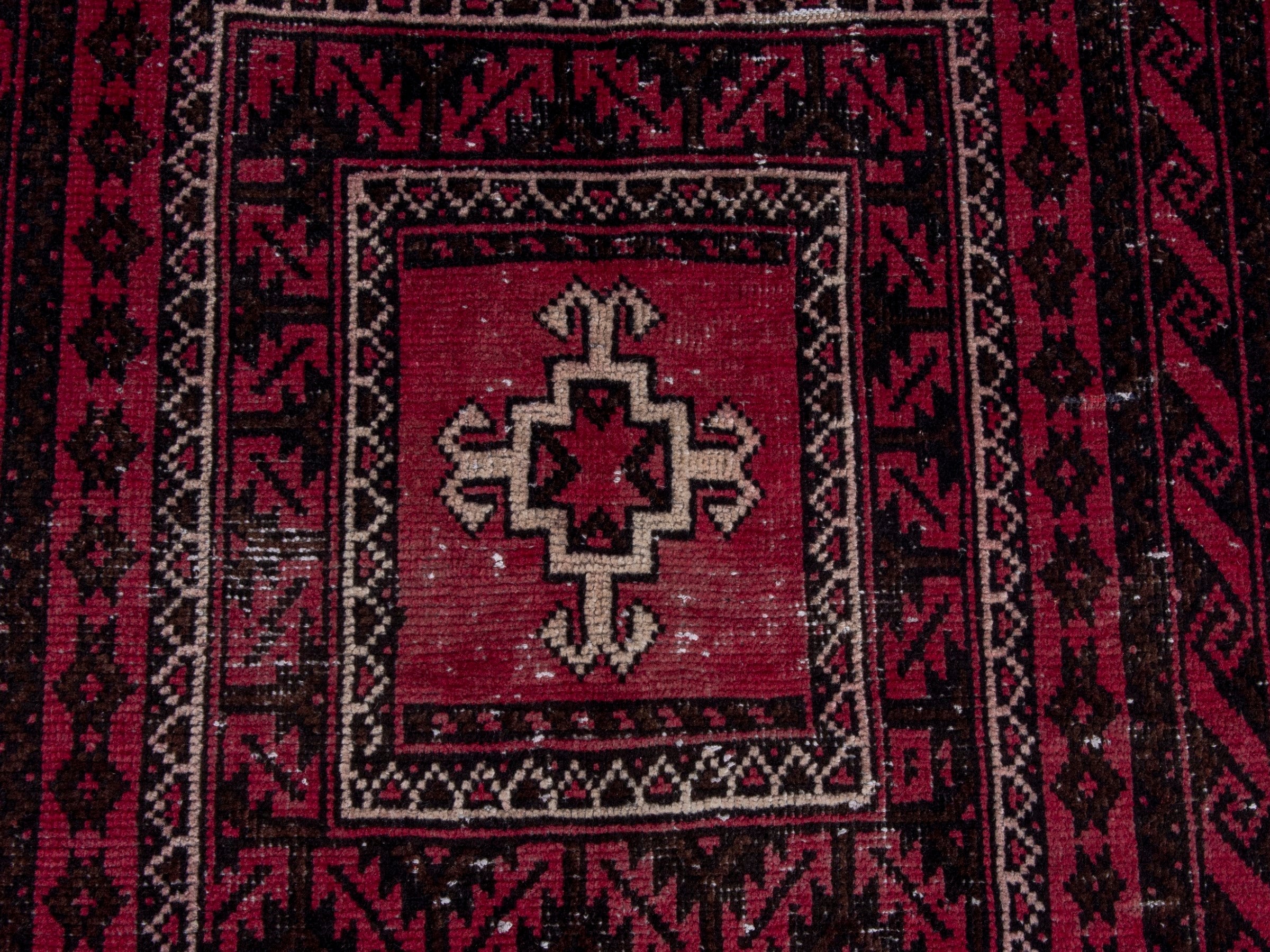 Persian Baluch area rug in burgundy and deep red, view 12 of 19