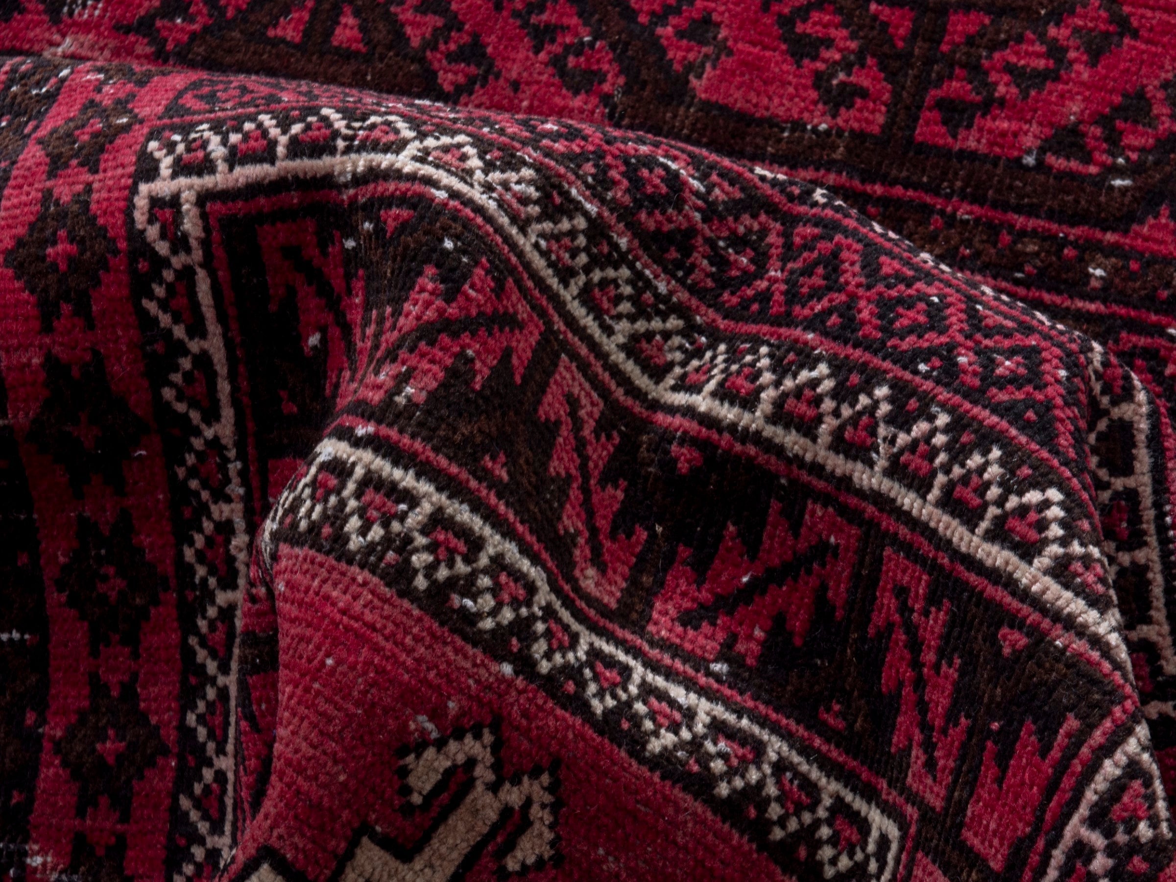 Persian Baluch area rug in burgundy and deep red, view 15 of 19
