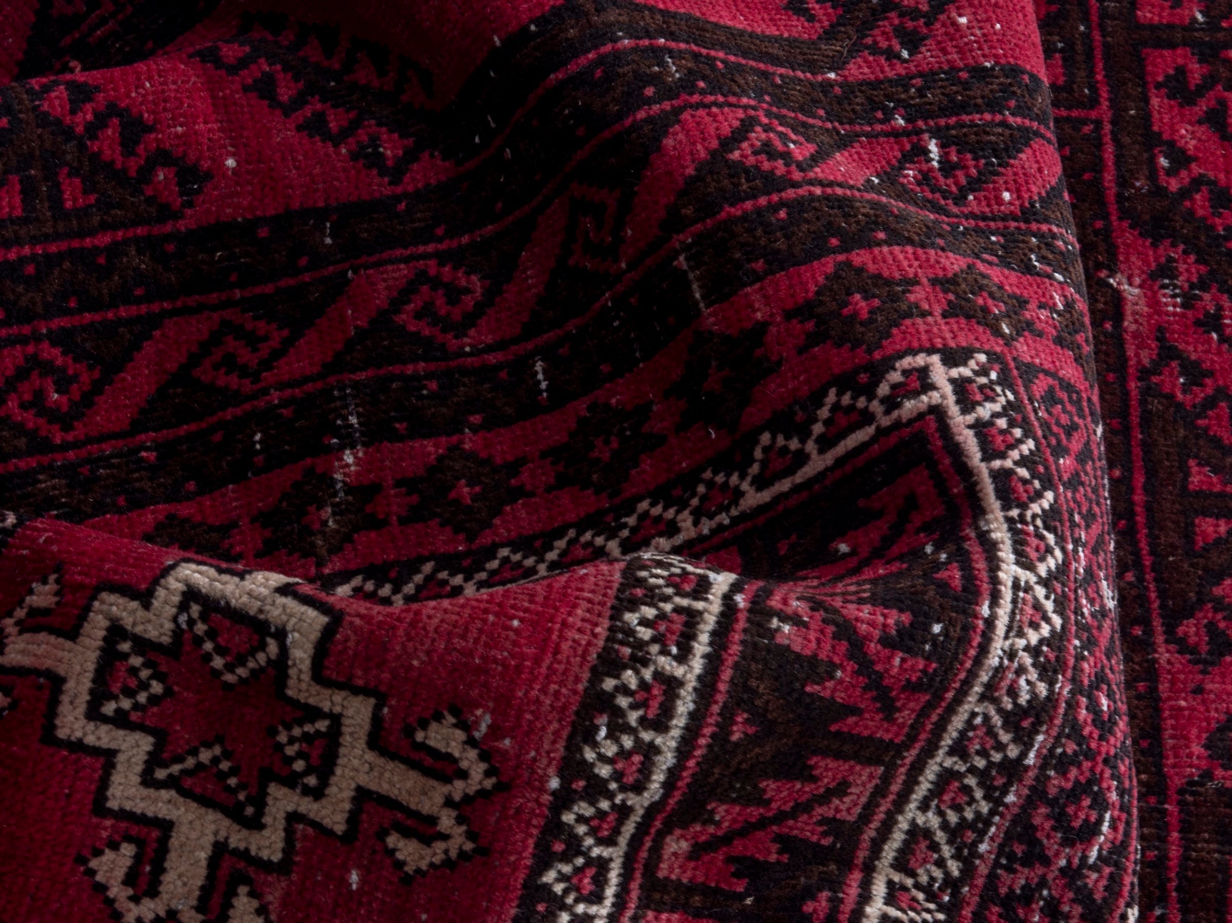 Persian Baluch area rug in burgundy and deep red, view 17 of 19