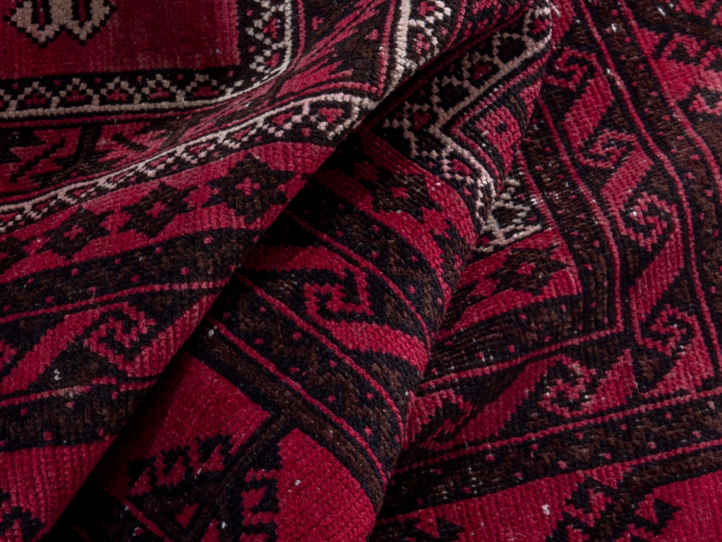 Persian Baluch area rug in burgundy and deep red, view 18 of 19