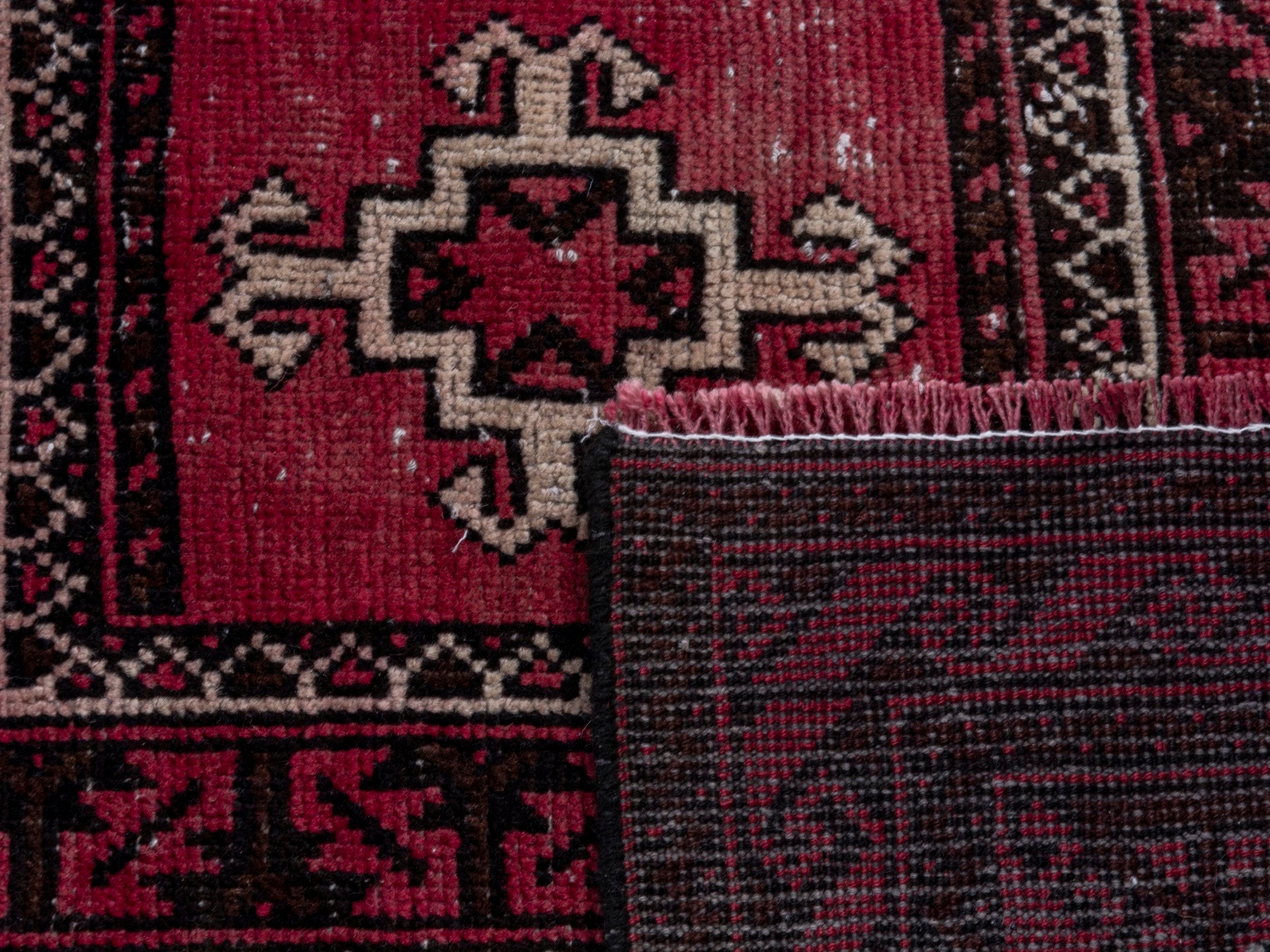 Persian Baluch area rug in burgundy and deep red, view 19 of 19