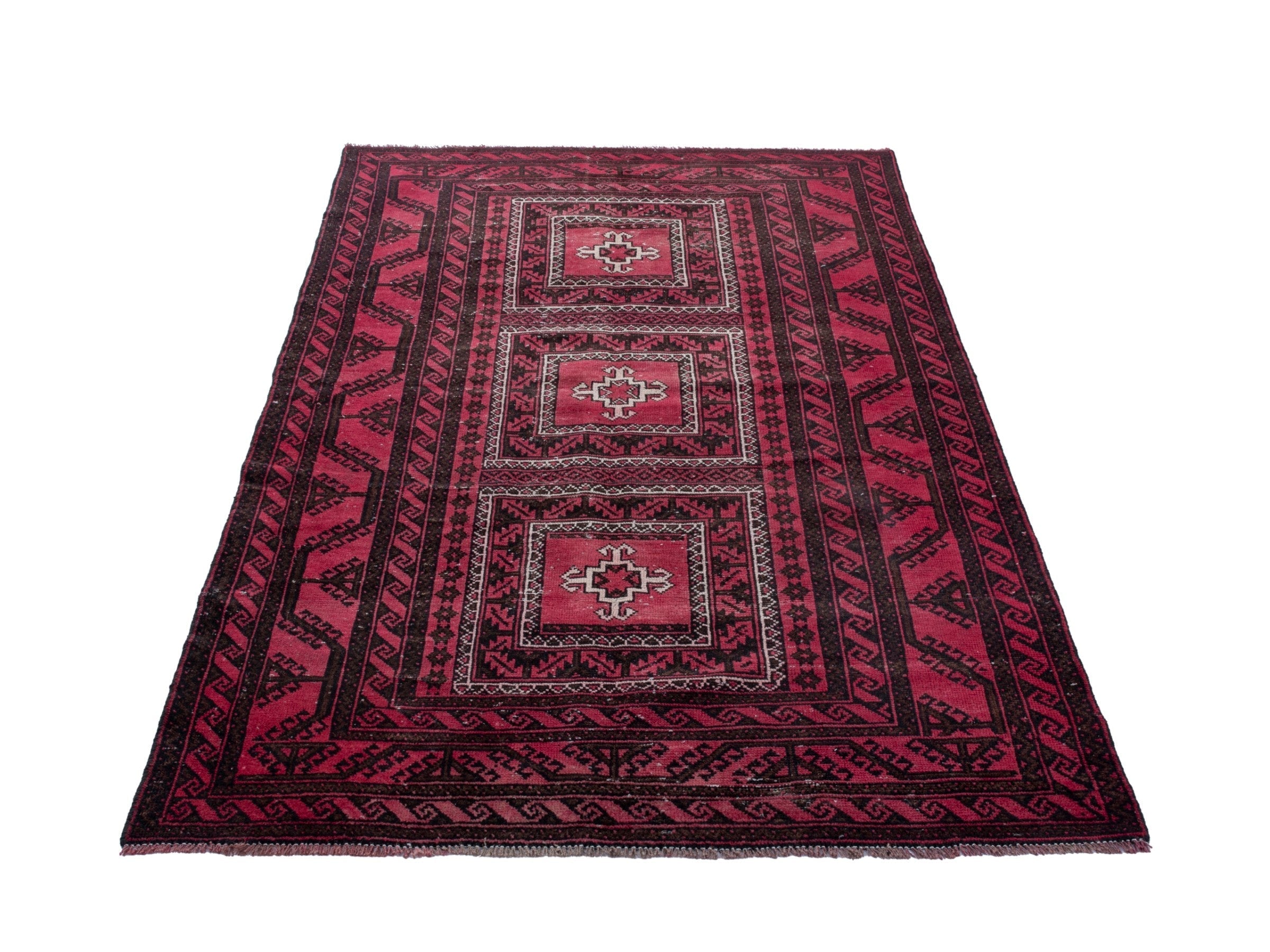 Persian Baluch area rug in burgundy and deep red, view 2 of 19