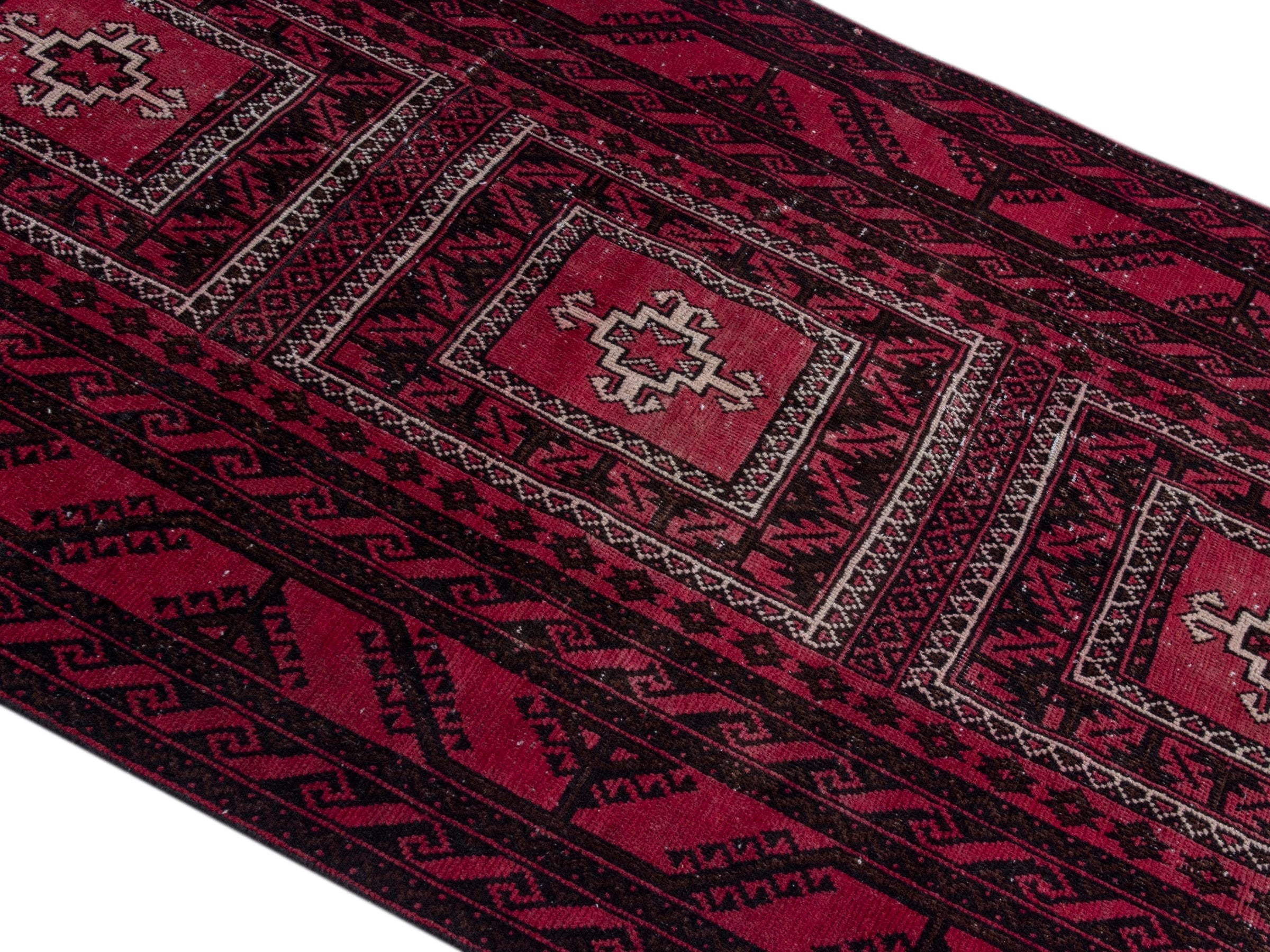 Persian Baluch area rug in burgundy and deep red, view 4 of 19