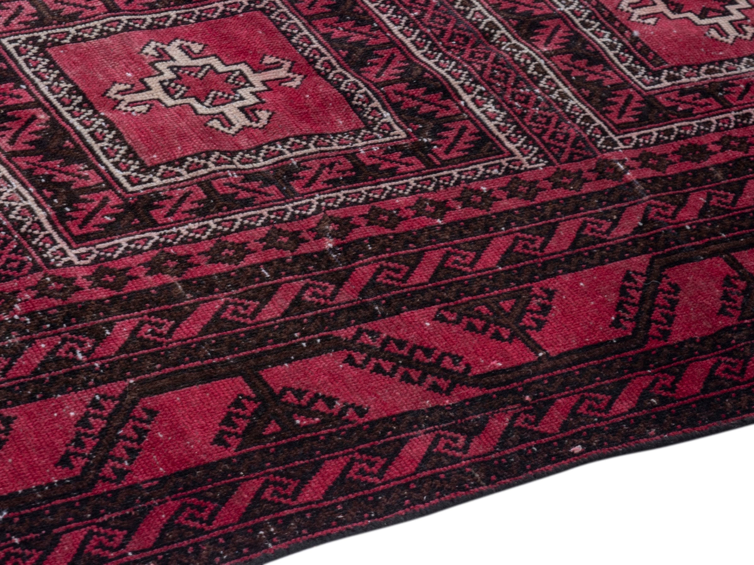 Persian Baluch area rug in burgundy and deep red, view 6 of 19