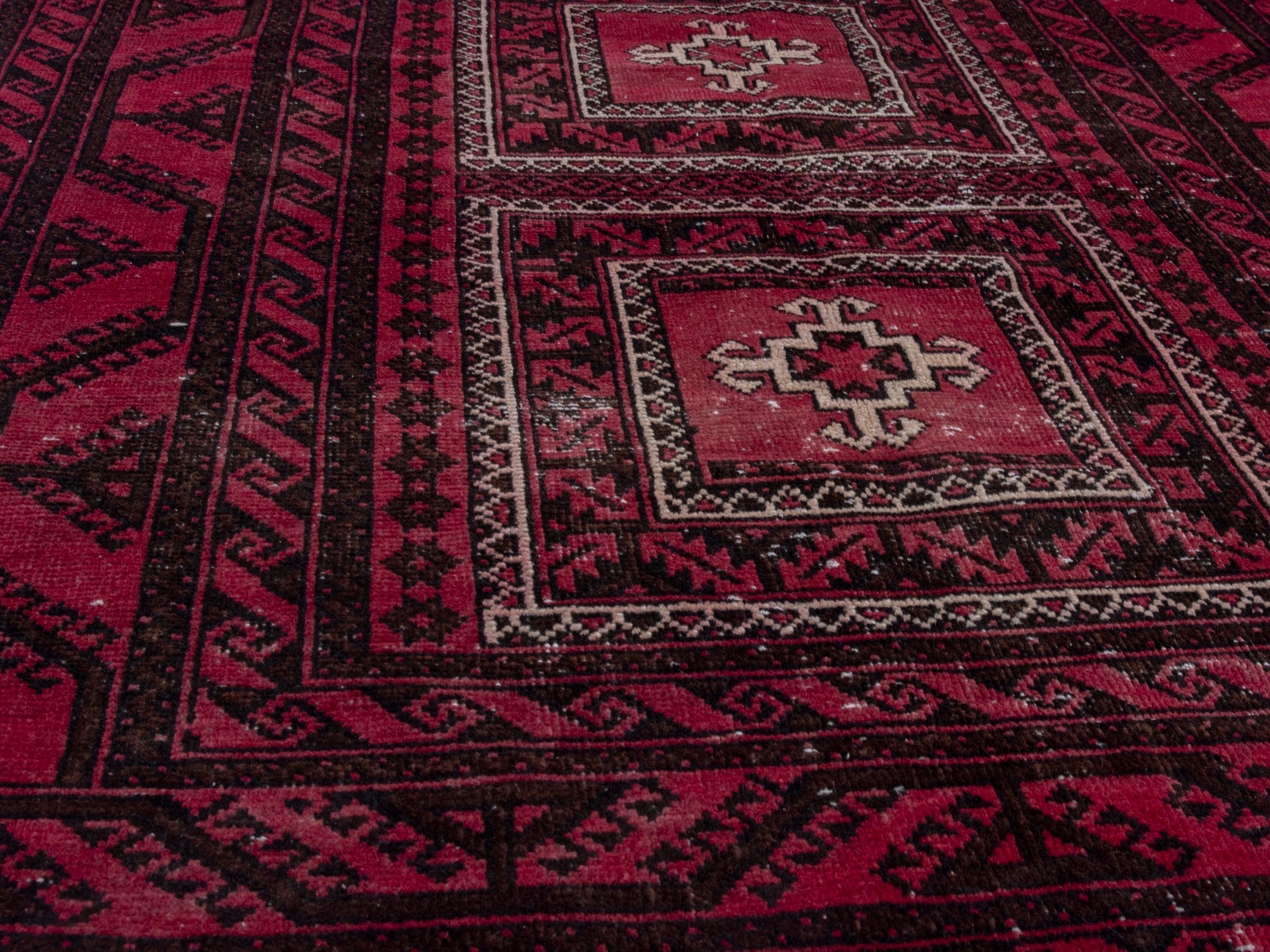 Persian Baluch area rug in burgundy and deep red, view 7 of 19