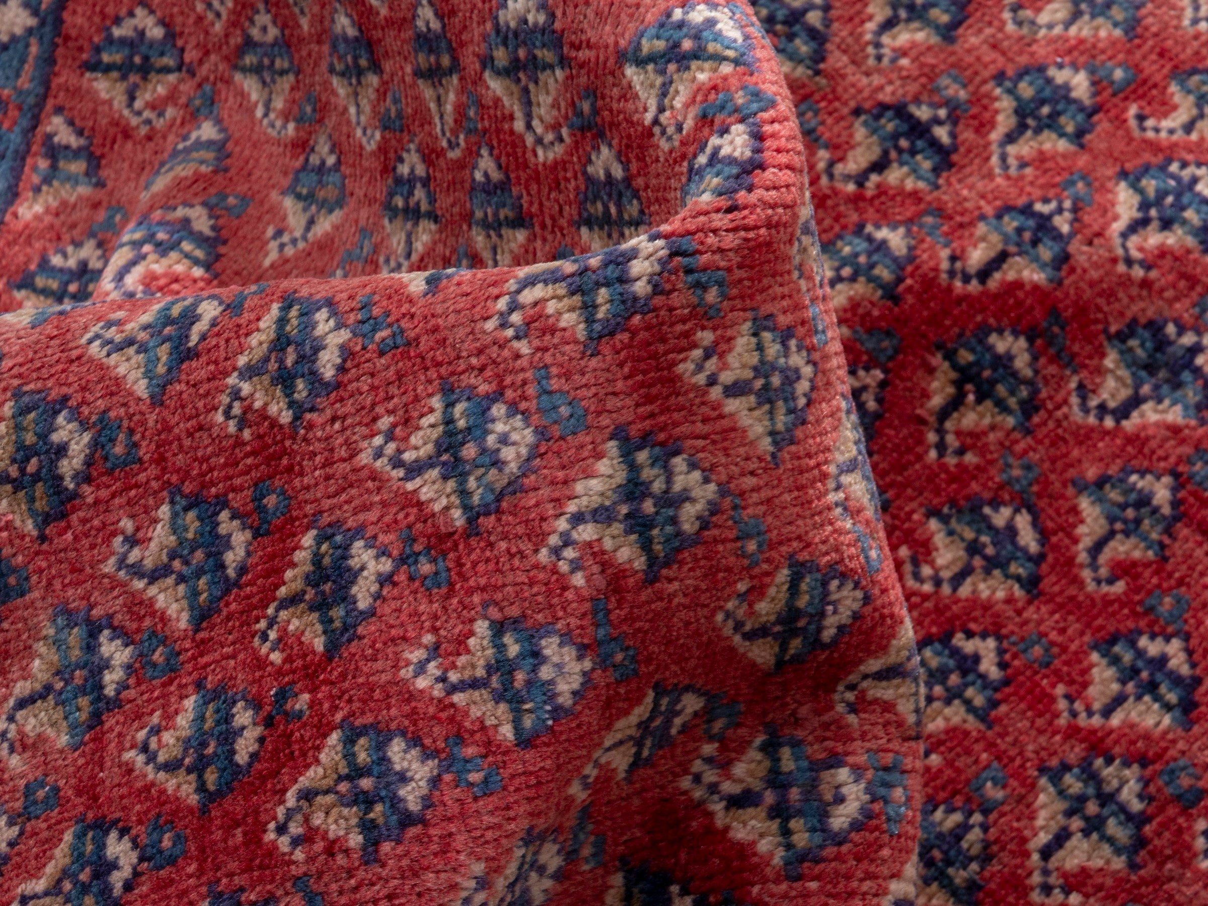 Persian Arak area rug in deep red and navy, view 16 of 20