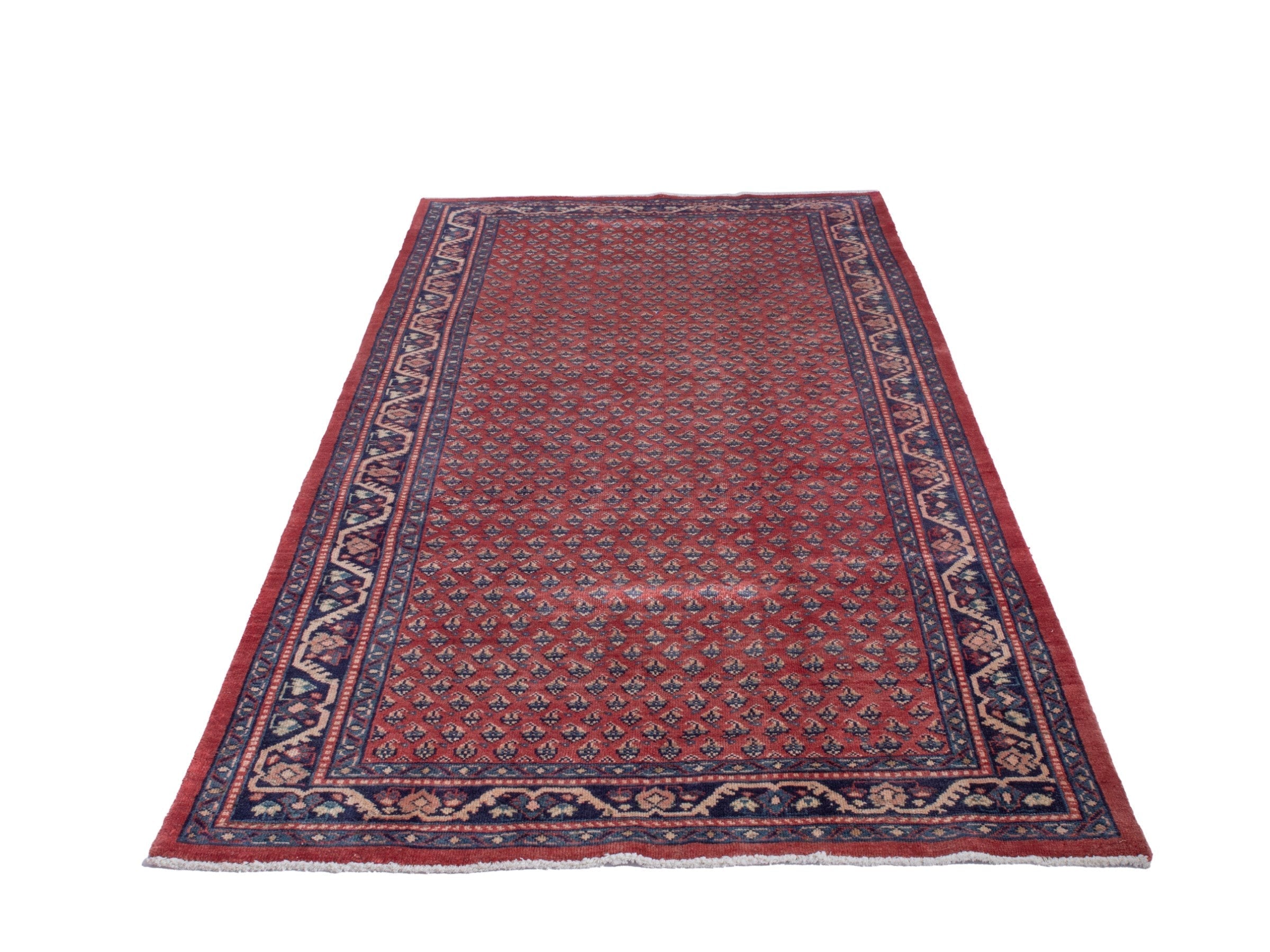 Persian Arak area rug in deep red and navy, view 2 of 20
