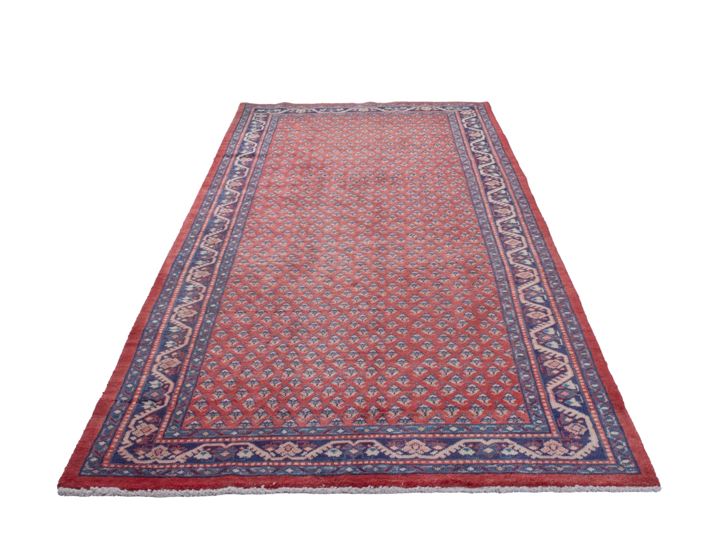 Persian Arak area rug in deep red and navy, view 3 of 20