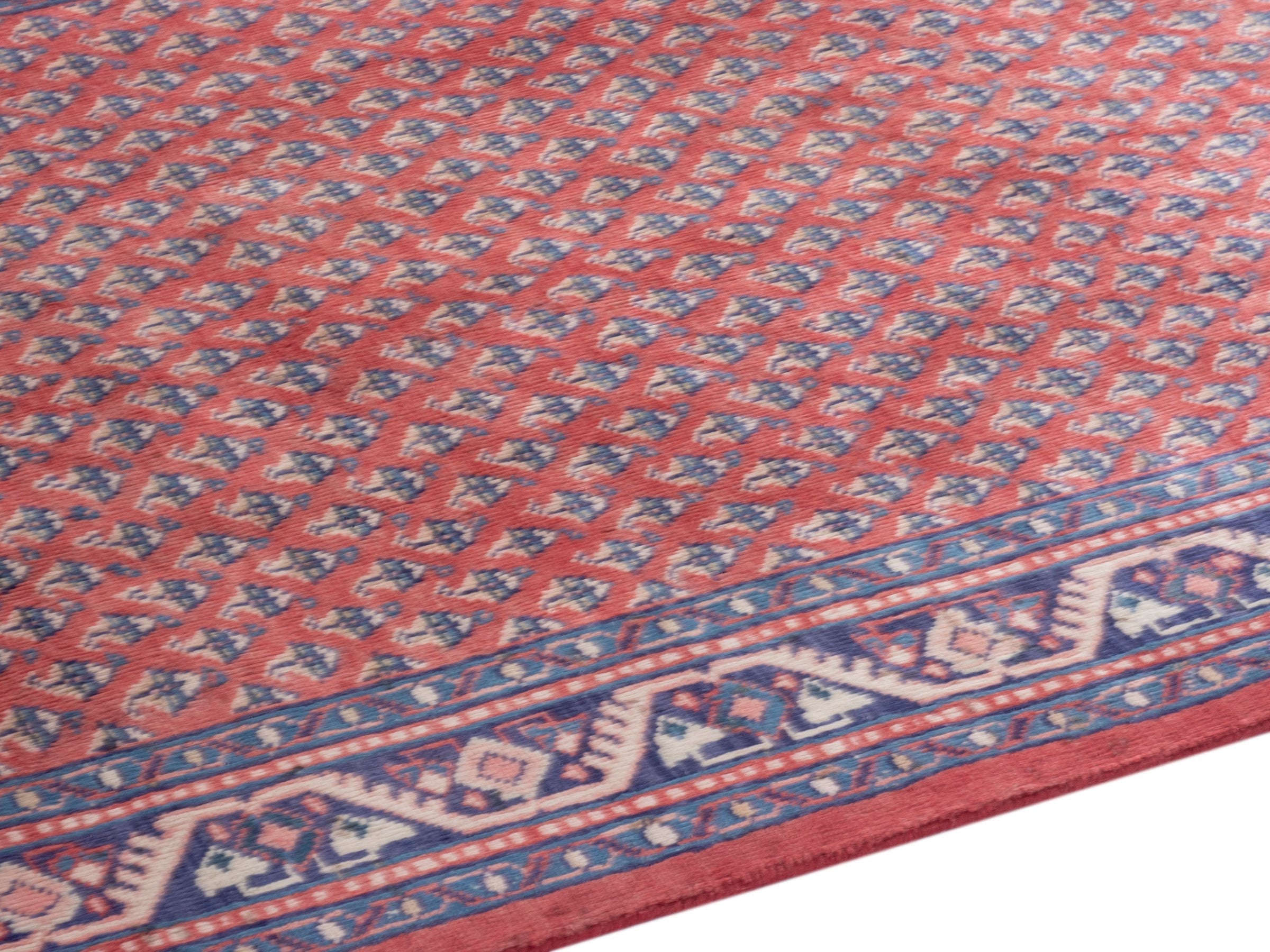 Persian Arak area rug in deep red and navy, view 6 of 20