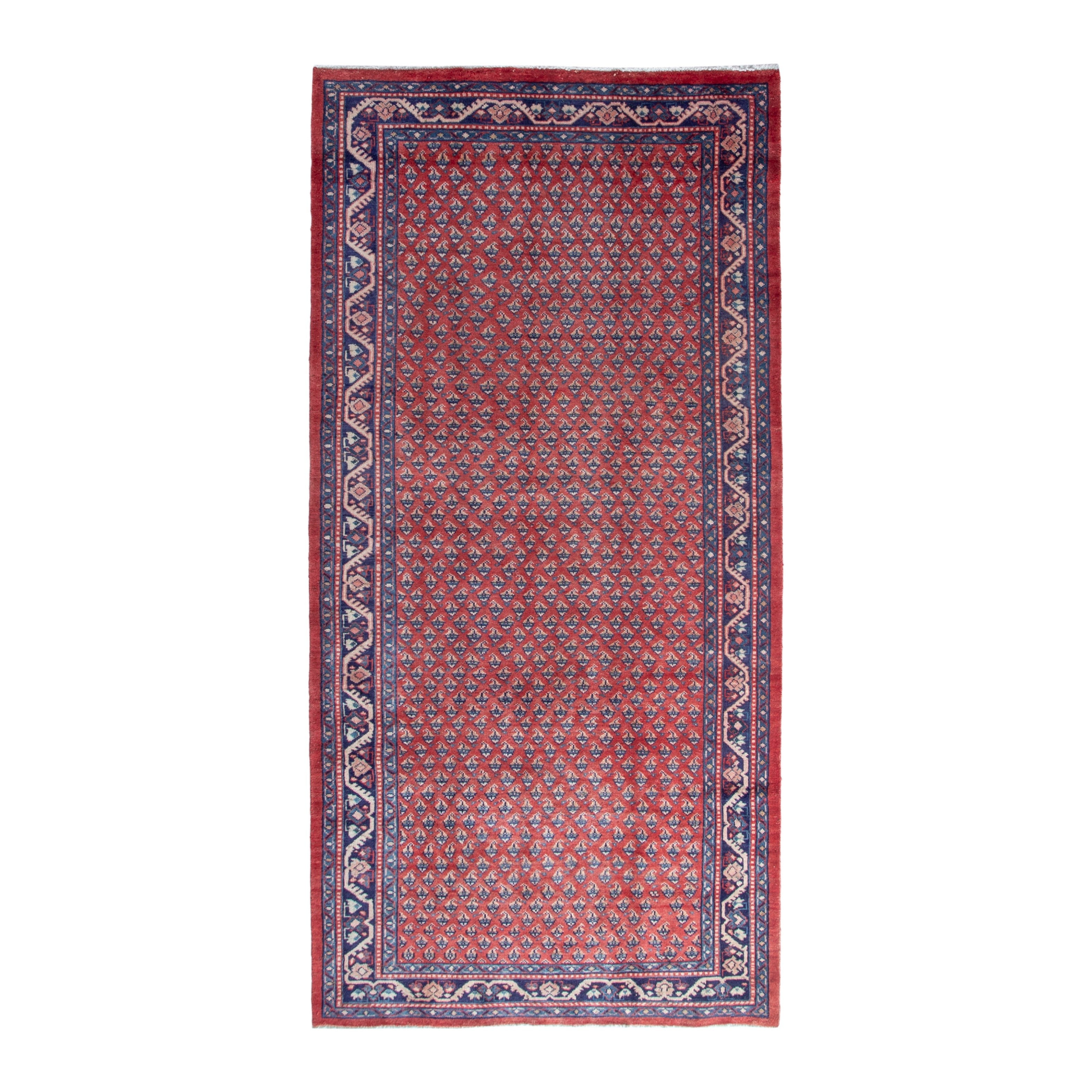 Persian Arak area rug in deep red and navy, 4'7" x 10'8"