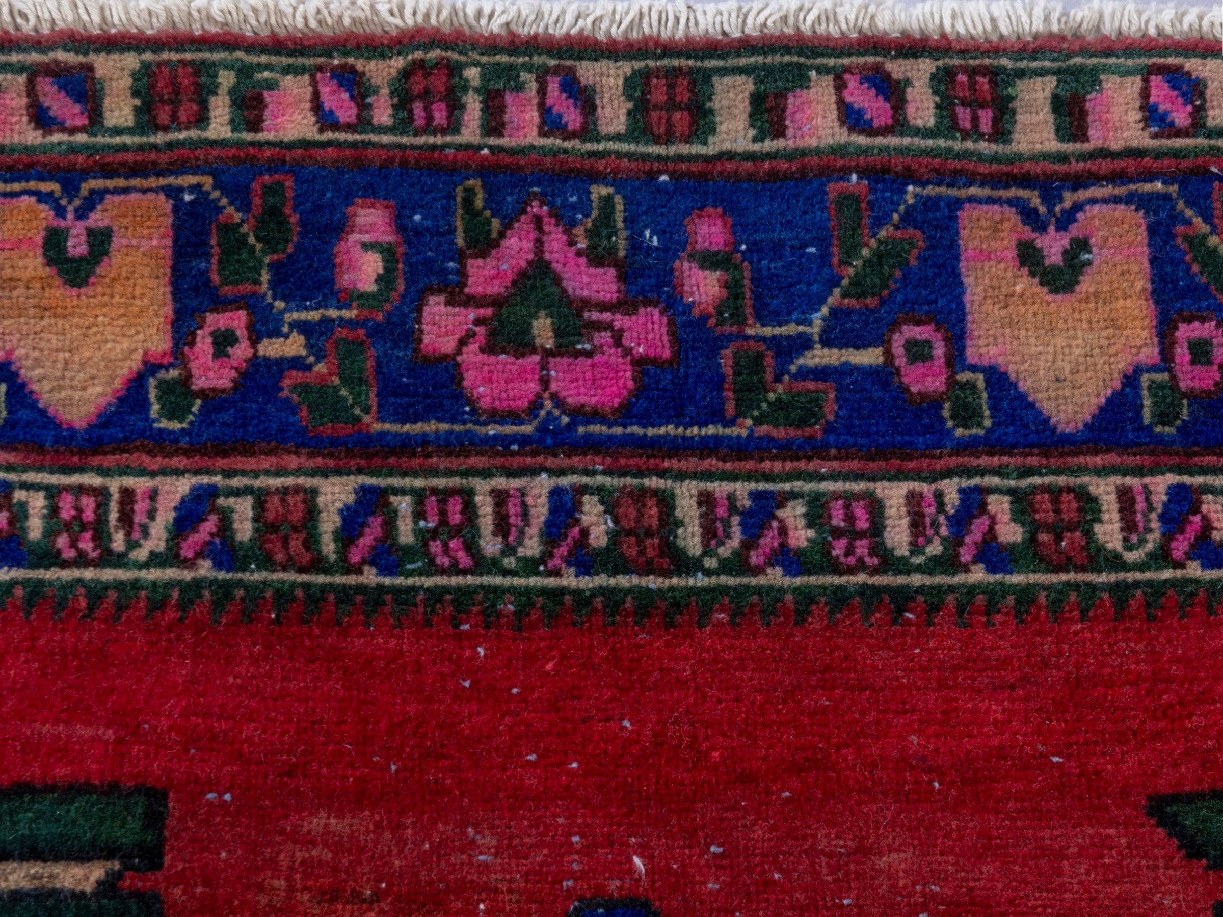 Persian Sirjan area rug in deep red and dark blue, view 13 of 19
