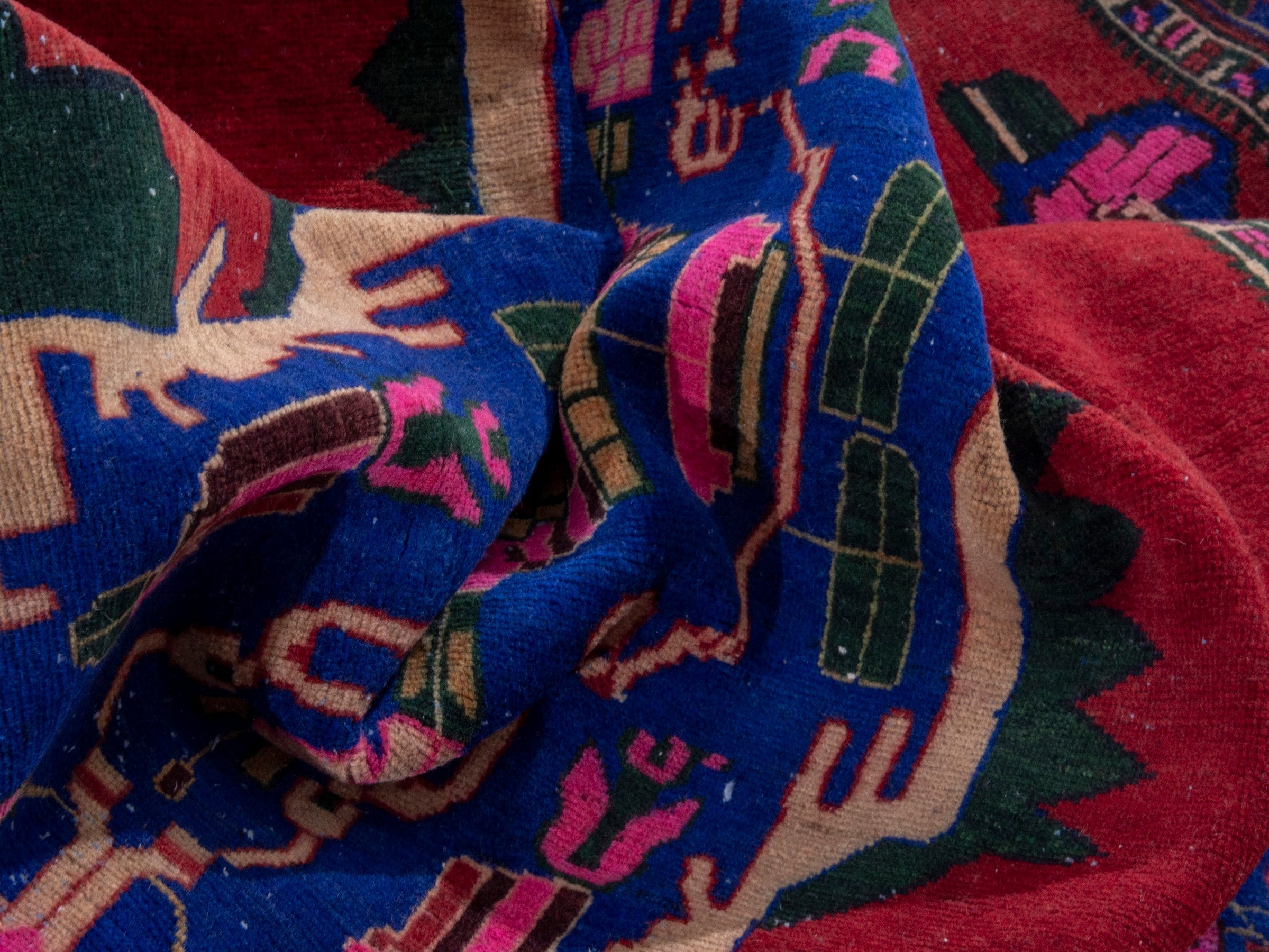 Persian Sirjan area rug in deep red and dark blue, view 17 of 19