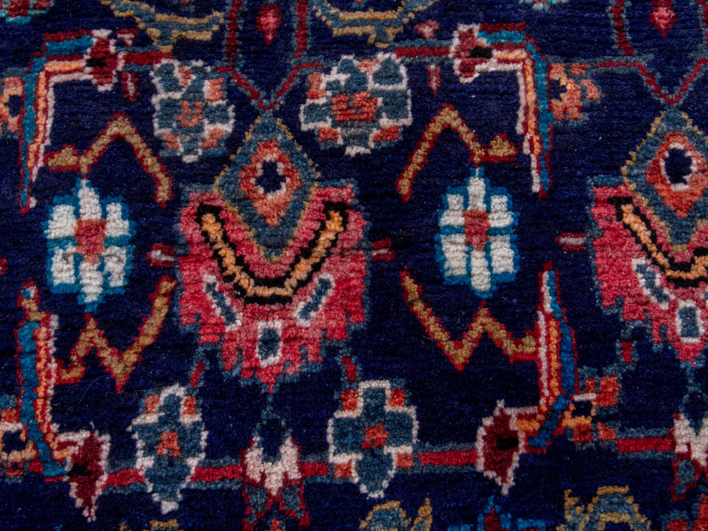 Persian Mahal area rug in navy and burgundy, view 12 of 18