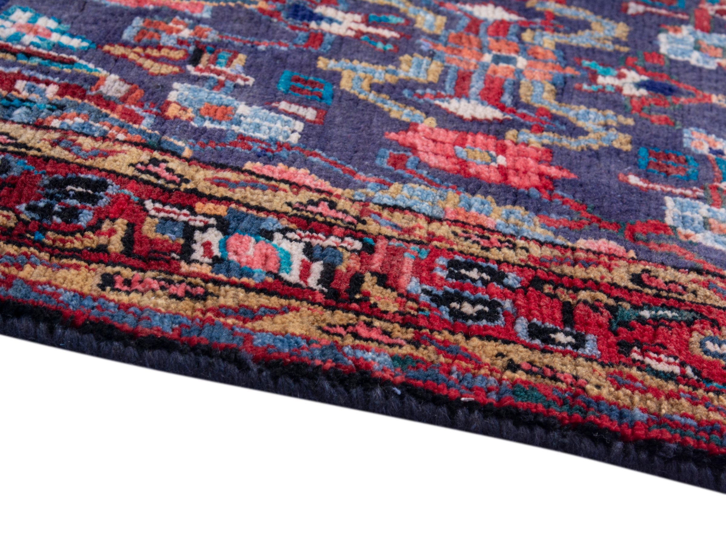 Persian Mahal area rug in navy and burgundy, view 6 of 18