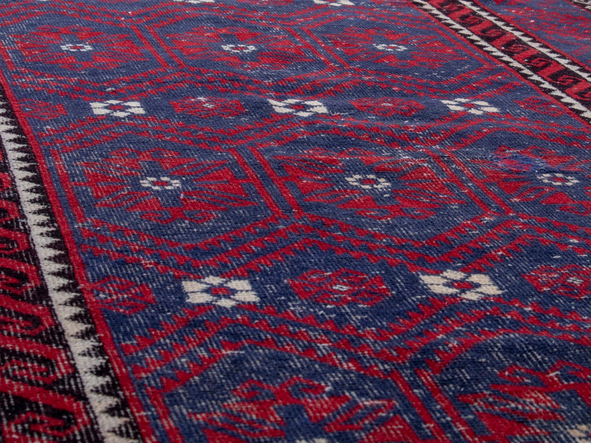 Persian Baluch area rug in burgundy and deep red, view 8 of 19