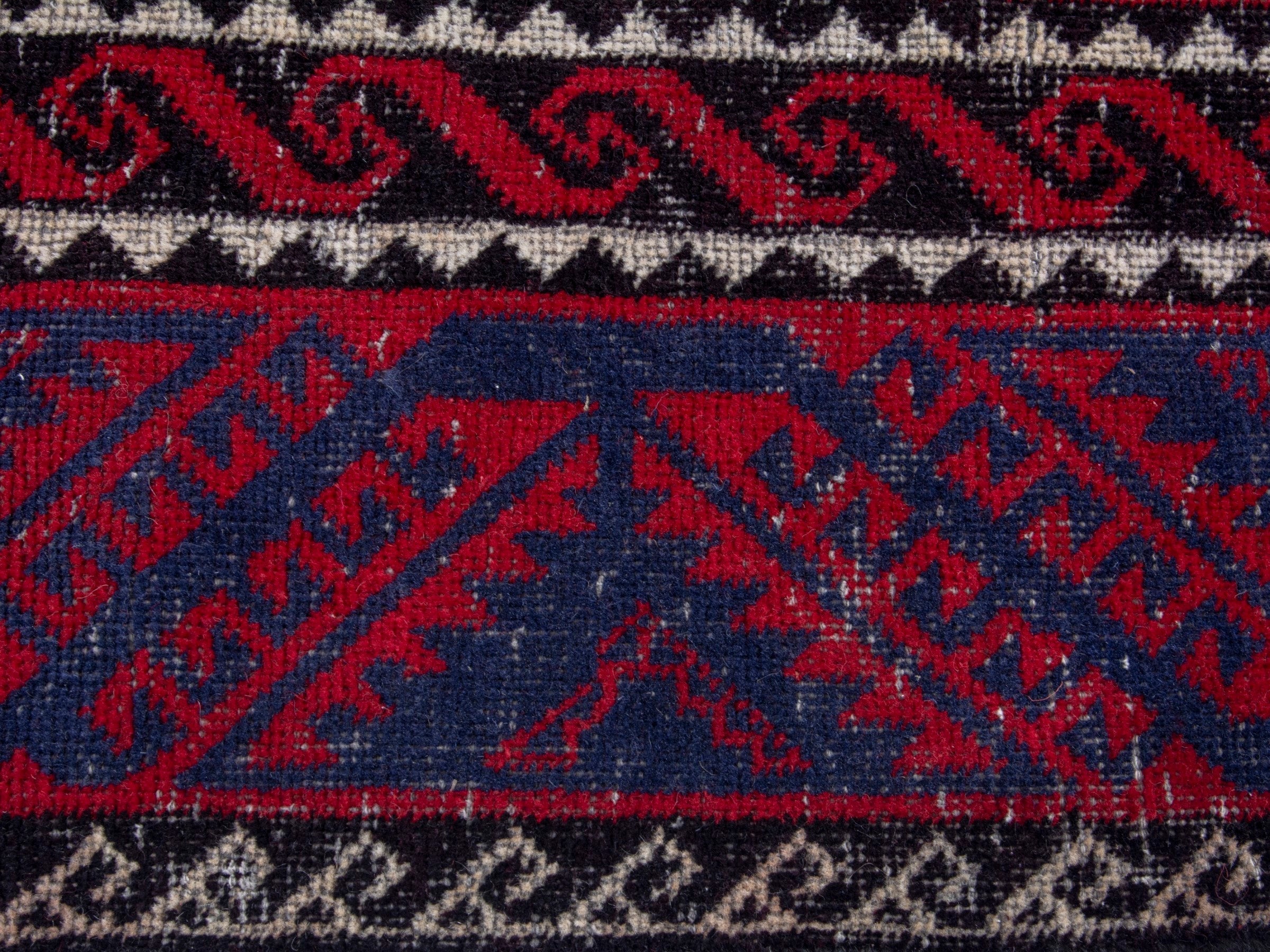 Persian Baluch area rug in burgundy and deep red, view 14 of 19