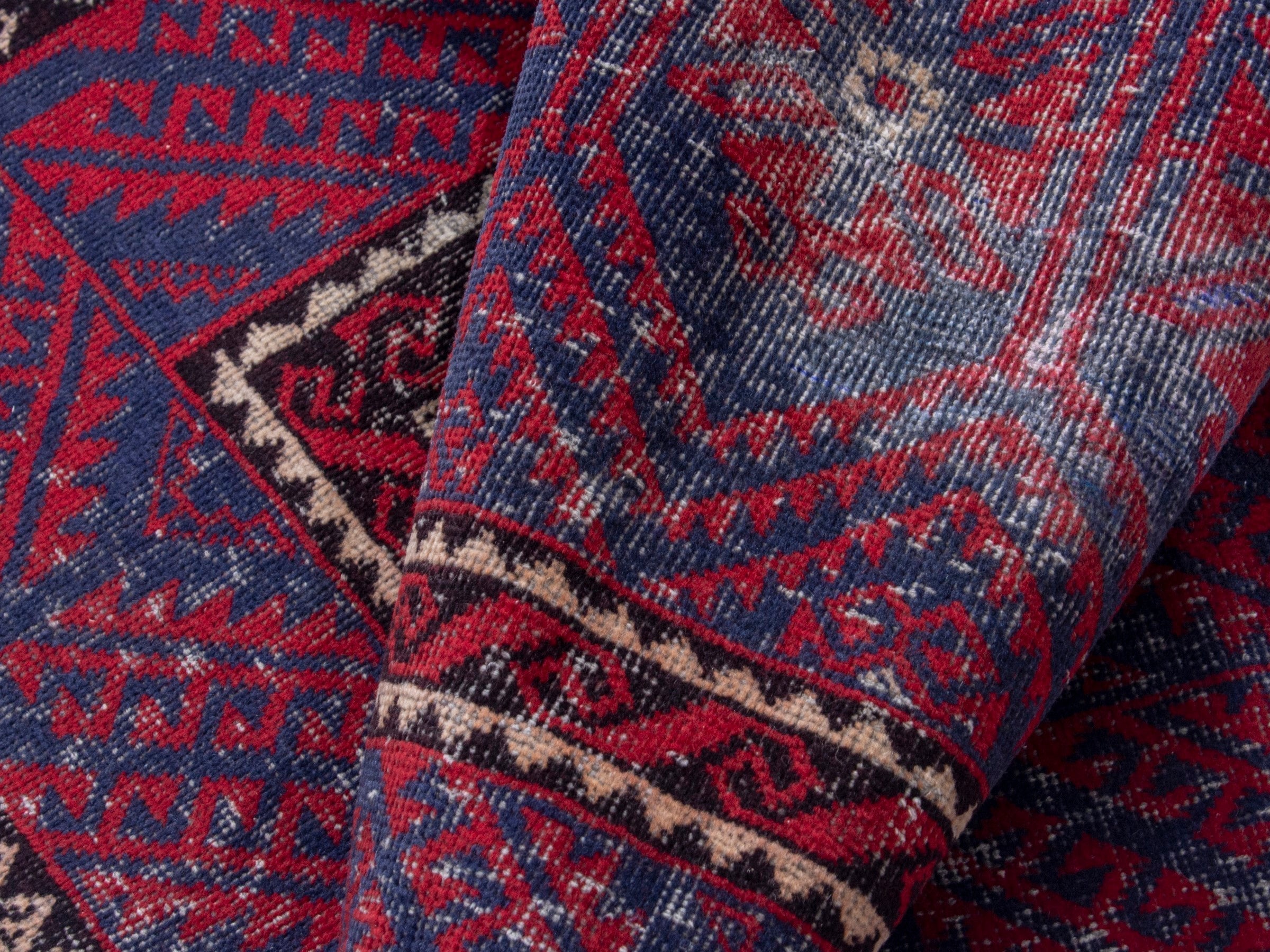 Persian Baluch area rug in burgundy and deep red, view 18 of 19